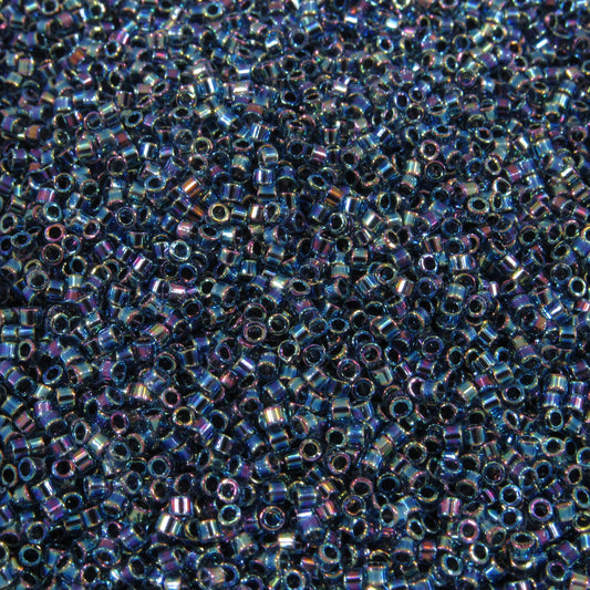 DB0085 11/0 Miyuki Blue Lined Aqua AB Delica Seed Beads, 5 Grams Tube, 25 Grams Bag DB85, DB-85 Japanese Glass Delicas for Jewelry Making