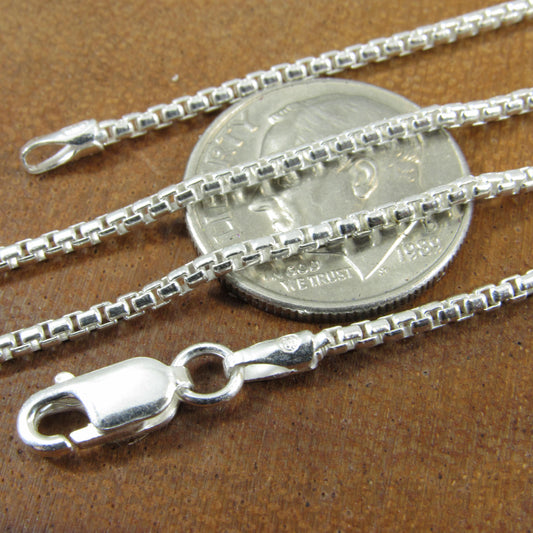 1.5MM Solid 925 Sterling Silver Round Box Chain, Rounded Box Link Necklace, Unisex Italian Jewelry, 16 18 20 22 24 Inches For Everyday Wear