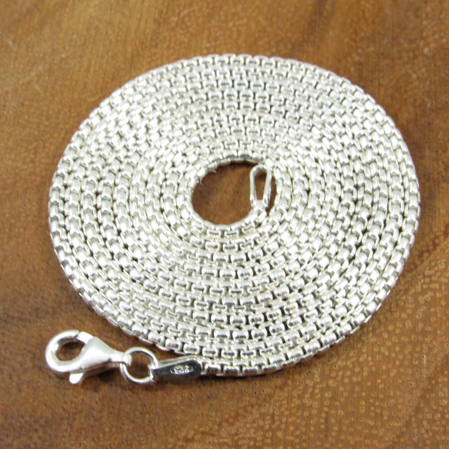 1.8MM Wide Solid 925 Sterling Silver Round Box Chain, Rounded Box Link Necklace, Unisex Italian Jewelry, All Lengths For Everyday Wear