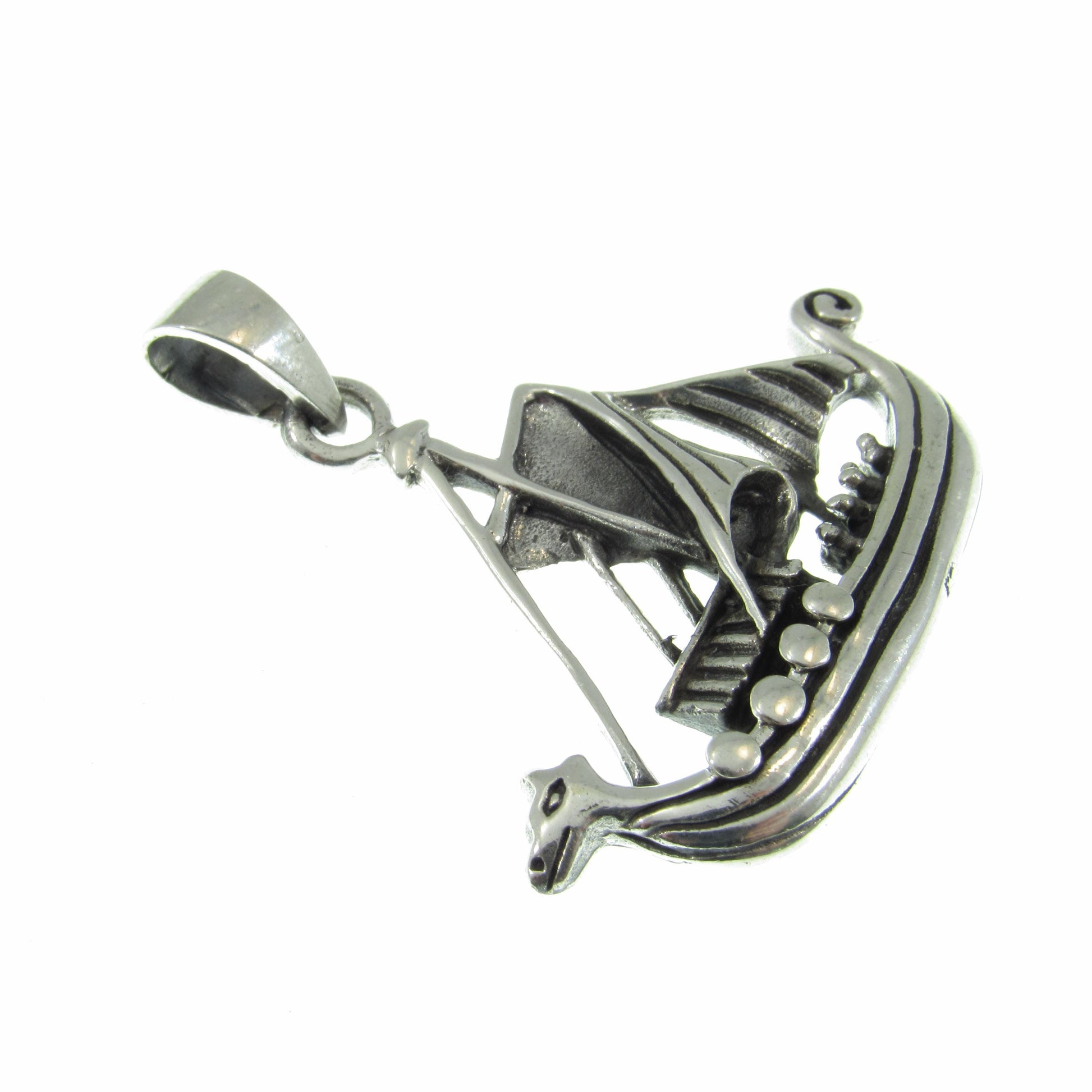 Solid 925 Sterling Silver Viking Ship Pendant – Norse Dragon Boat Necklace Pendant, Nordic Heritage Jewelry, Handcrafted Scandinavian Gift