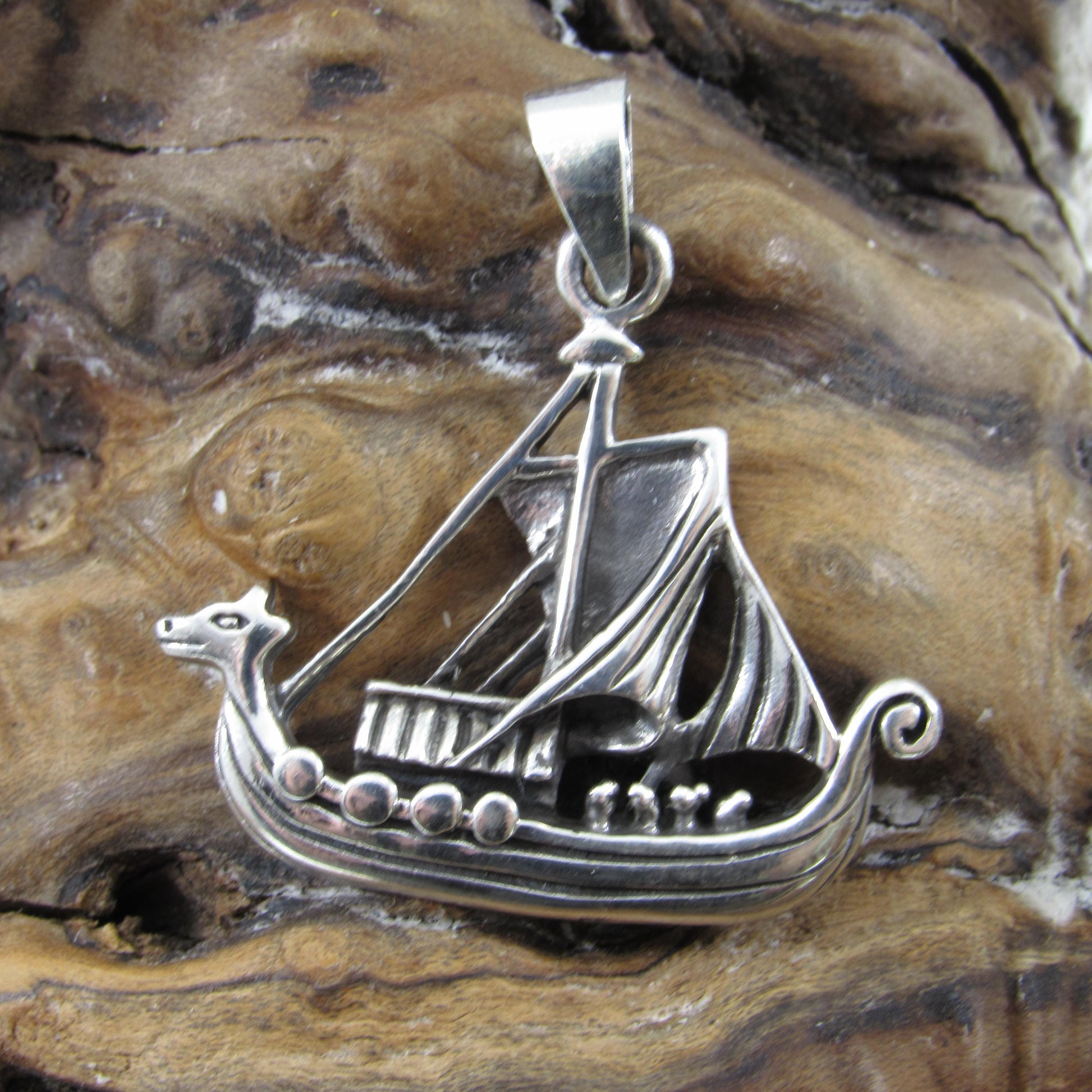 Solid 925 Sterling Silver Viking Ship Pendant – Norse Dragon Boat Necklace Pendant, Nordic Heritage Jewelry, Handcrafted Scandinavian Gift