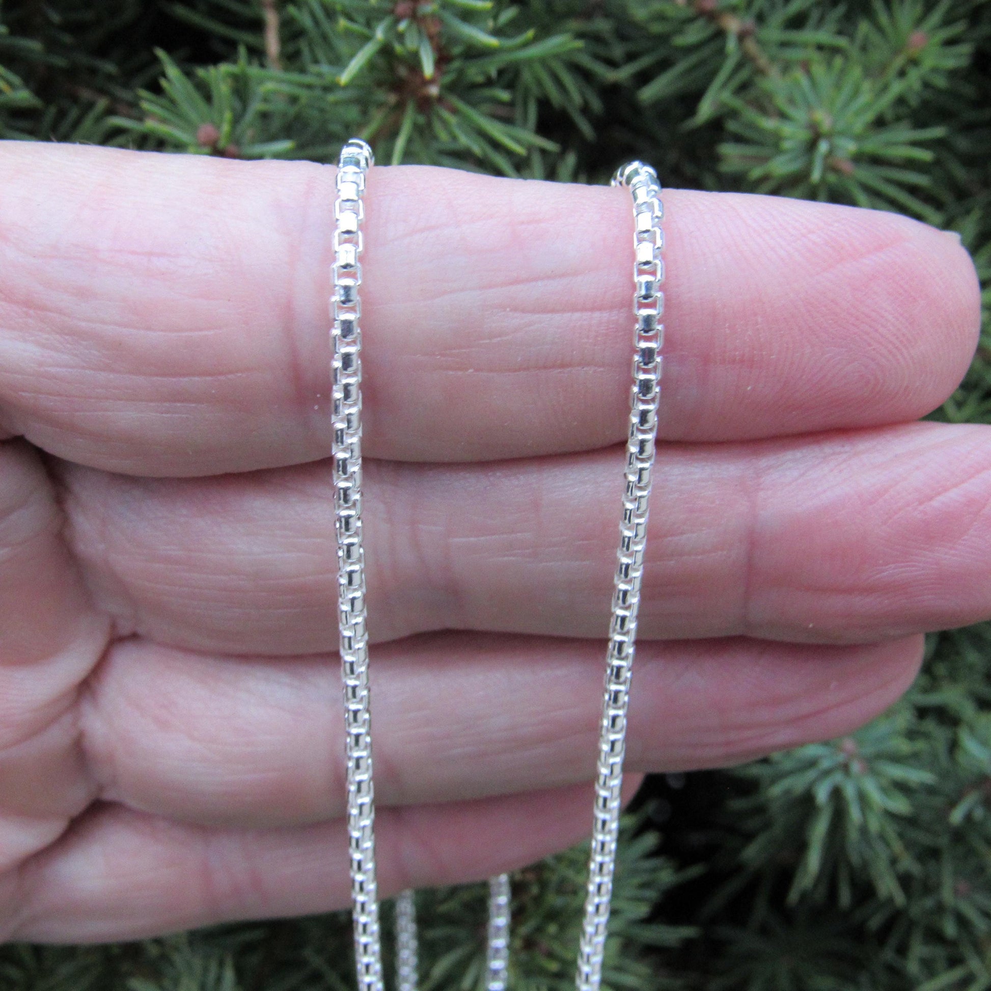 2.1MM Wide Solid 925 Sterling Silver Round Box Chain, Rounded Box Link Necklace, Unisex Italian Jewelry, All Sizes For Everyday Casual Wear