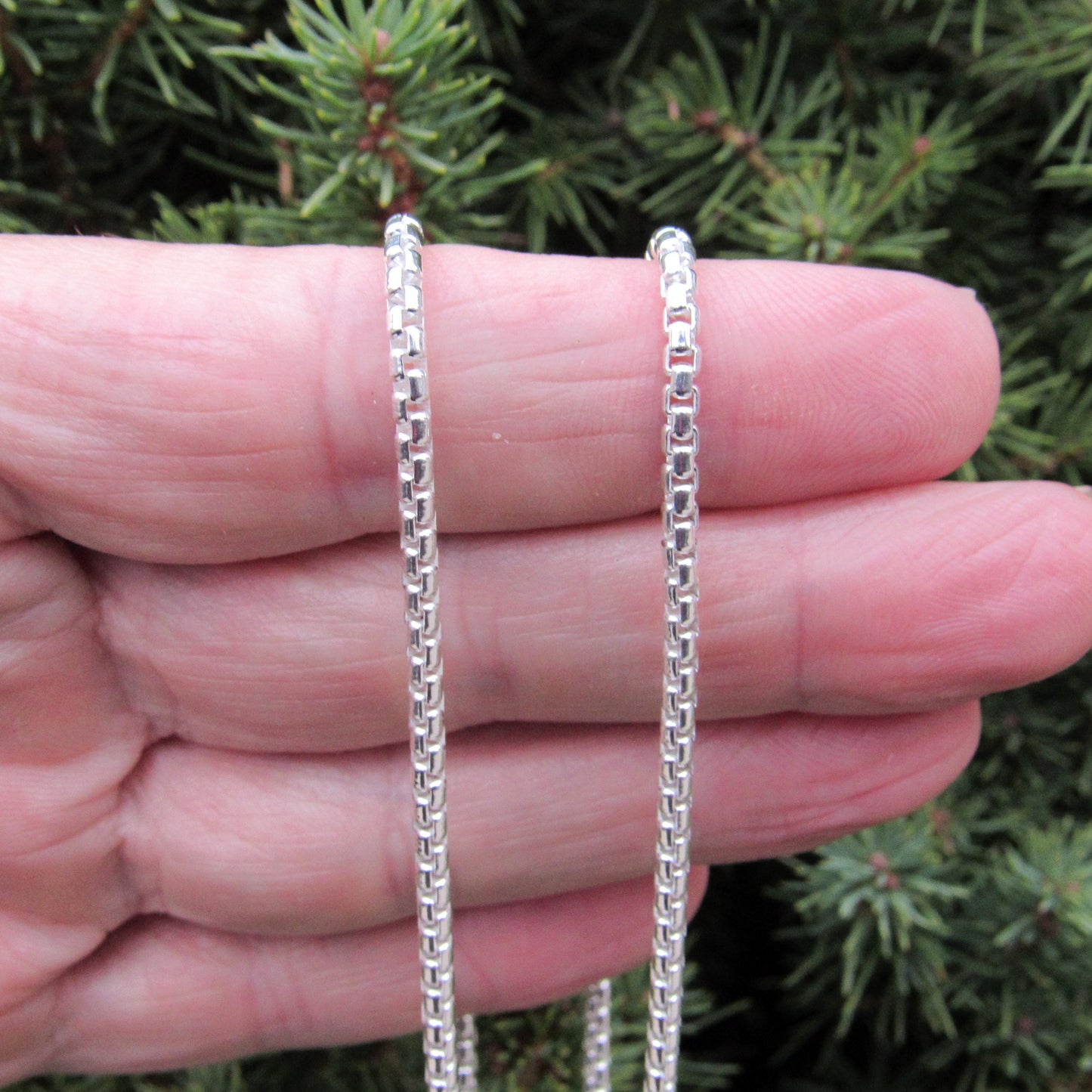 2.5MM Wide Solid 925 Sterling Silver Round Box Chain, Rounded Box Link Necklace, Unisex Italian Jewelry, All Sizes For Everyday Casual Wear