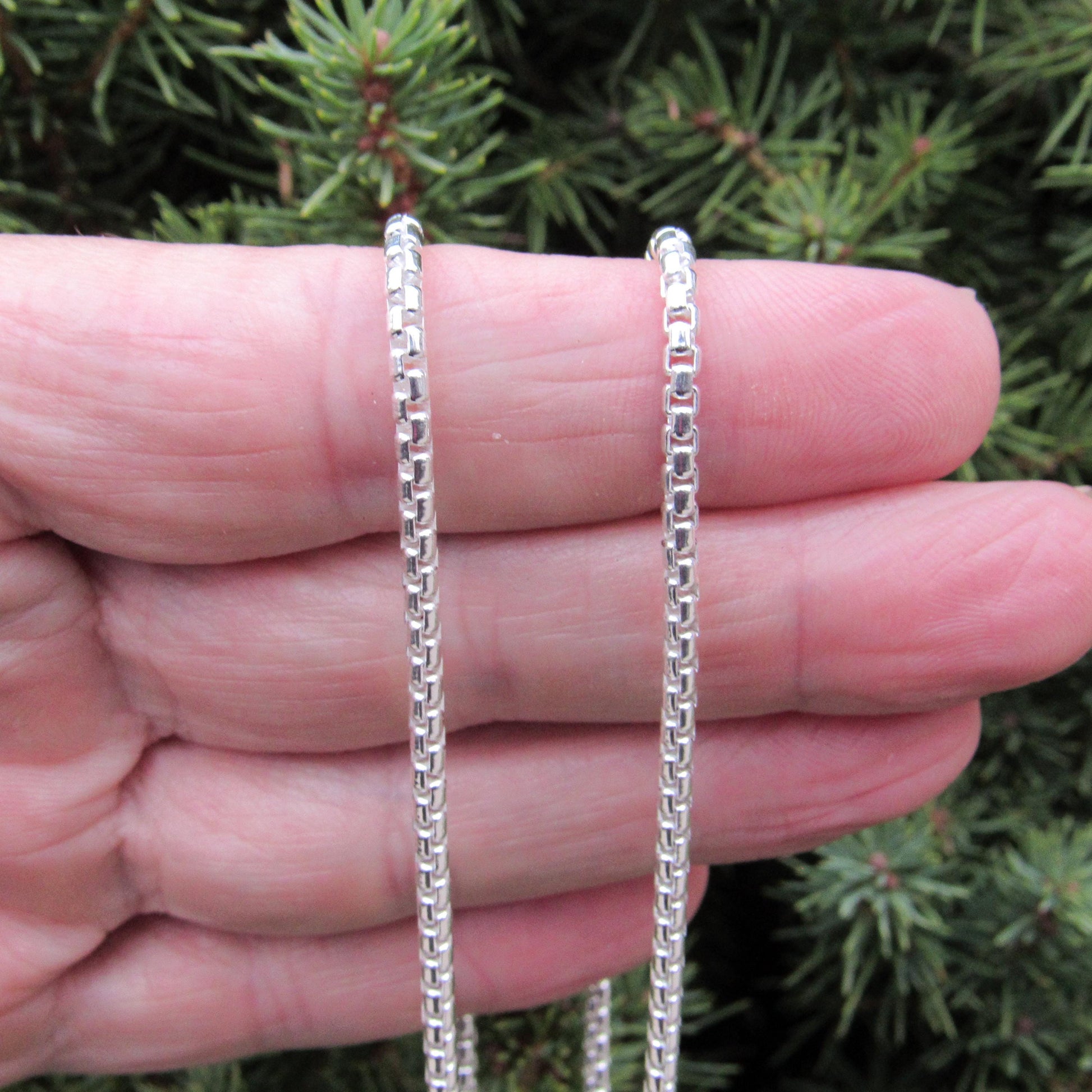 2.5MM Wide Solid 925 Sterling Silver Round Box Chain, Rounded Box Link Necklace, Unisex Italian Jewelry, All Sizes For Everyday Casual Wear