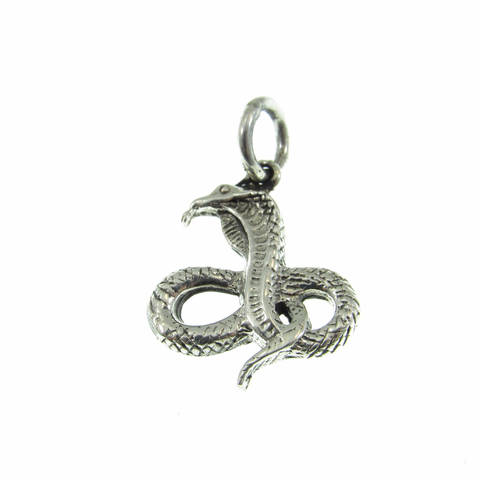 Solid 925 Sterling Silver Cobra Snake Pendant, Snake Charming Dancing Cobra, Gothic Reptile Jewelry, Serpent Necklace Charm