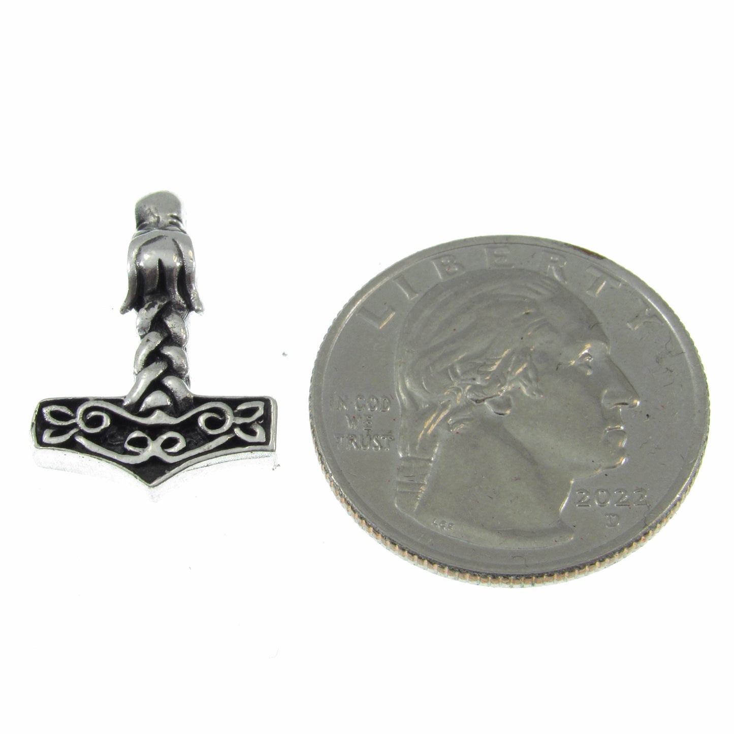 Solid 925 Sterling Silver Viking Thor's Hammer Necklace, Fenrir Wolf Slide Pendant, Celtic Jewelry with Solid Silver 1.1mm Box Chain, Unisex