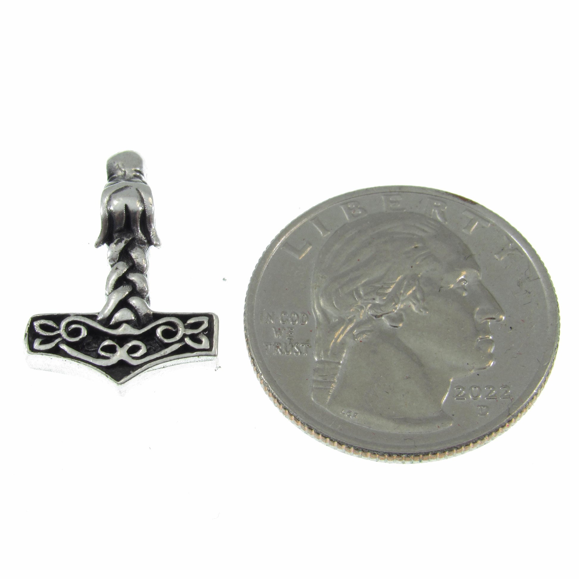 Solid 925 Sterling Silver Viking Thor's Hammer Necklace, Fenrir Wolf Slide Pendant, Celtic Jewelry with Solid Silver 1.1mm Box Chain, Unisex