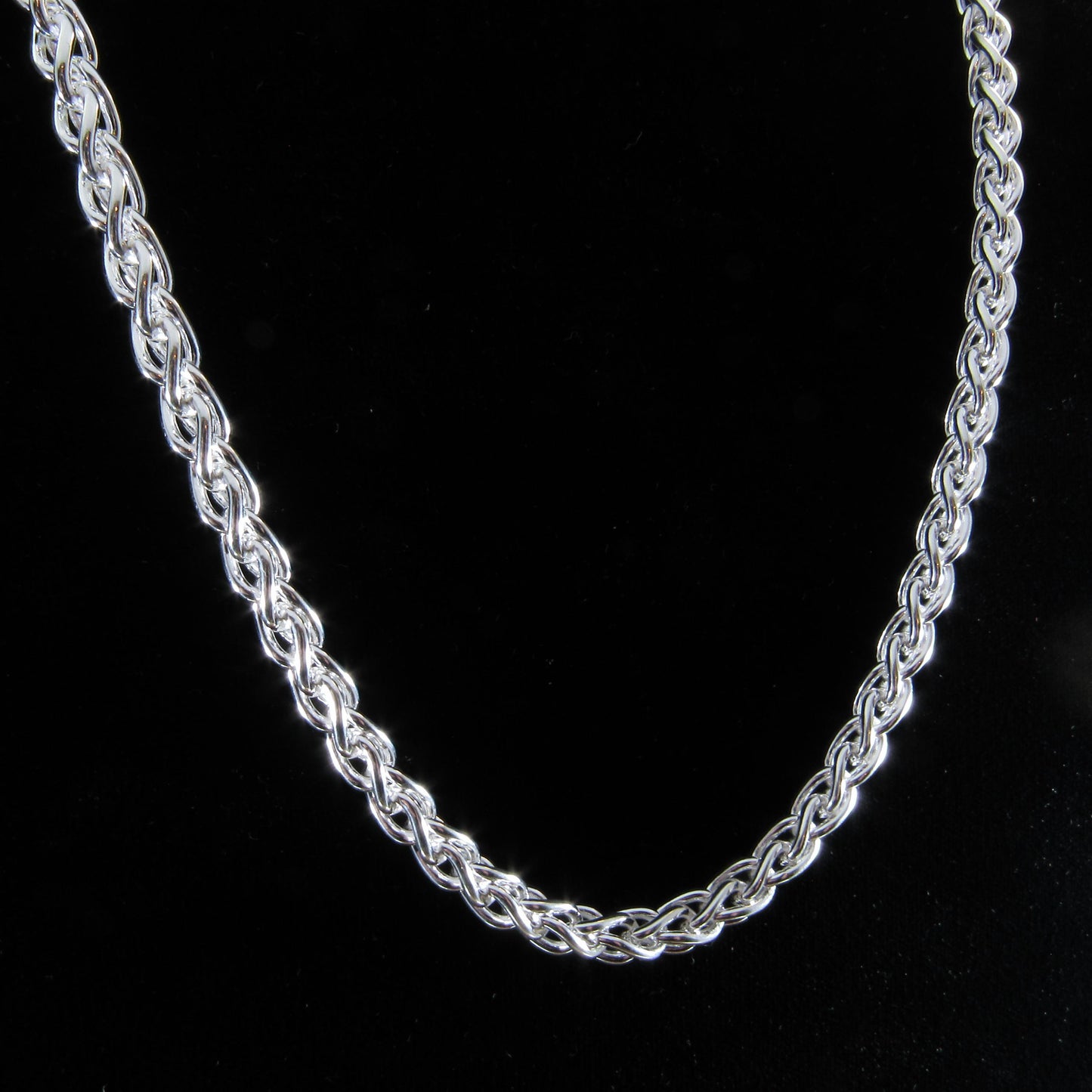 6MM Solid 925 Sterling Silver Wheat Chain for Men, Italian Spiga Necklace, Men's Bracelet or Necklace Chain, Made in Italy, Wheat 150 Gauge