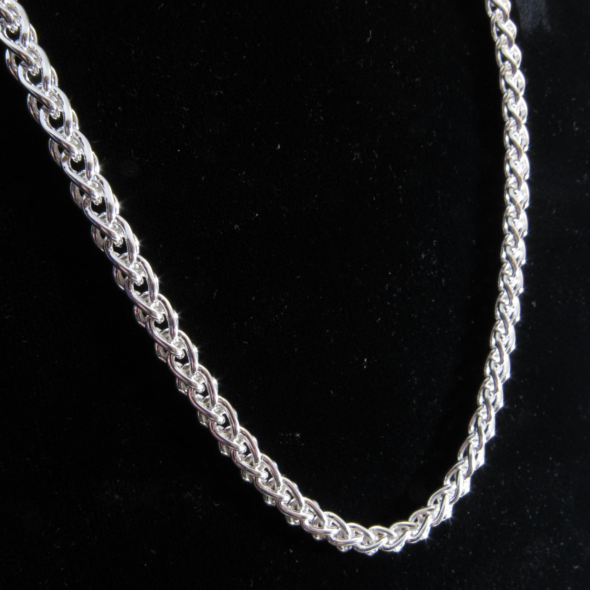 5.5MM Solid 925 Sterling Silver Wheat Chain for Men, Italian Spiga Necklace, Men's Necklace Chain, Made in Italy Wheat 120 Gauge