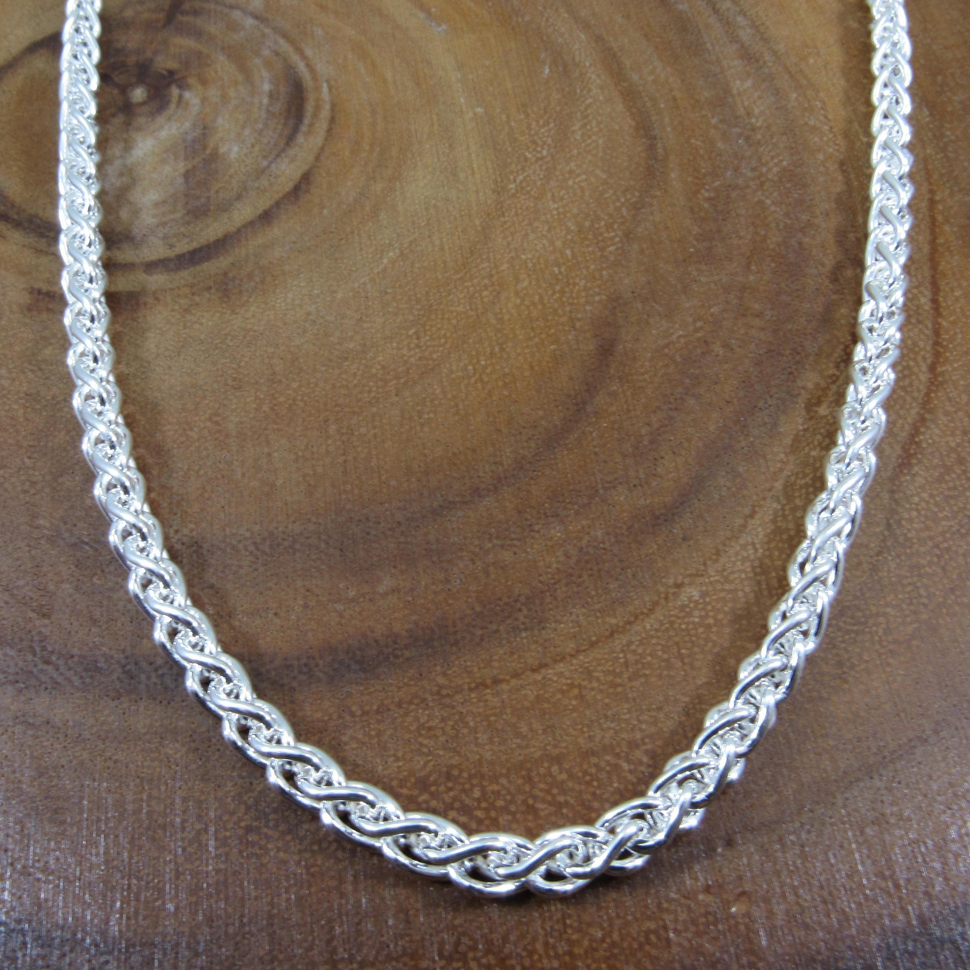 5.5MM Solid 925 Sterling Silver Wheat Chain for Men, Italian Spiga Necklace, Men's Necklace Chain, Made in Italy Wheat 120 Gauge