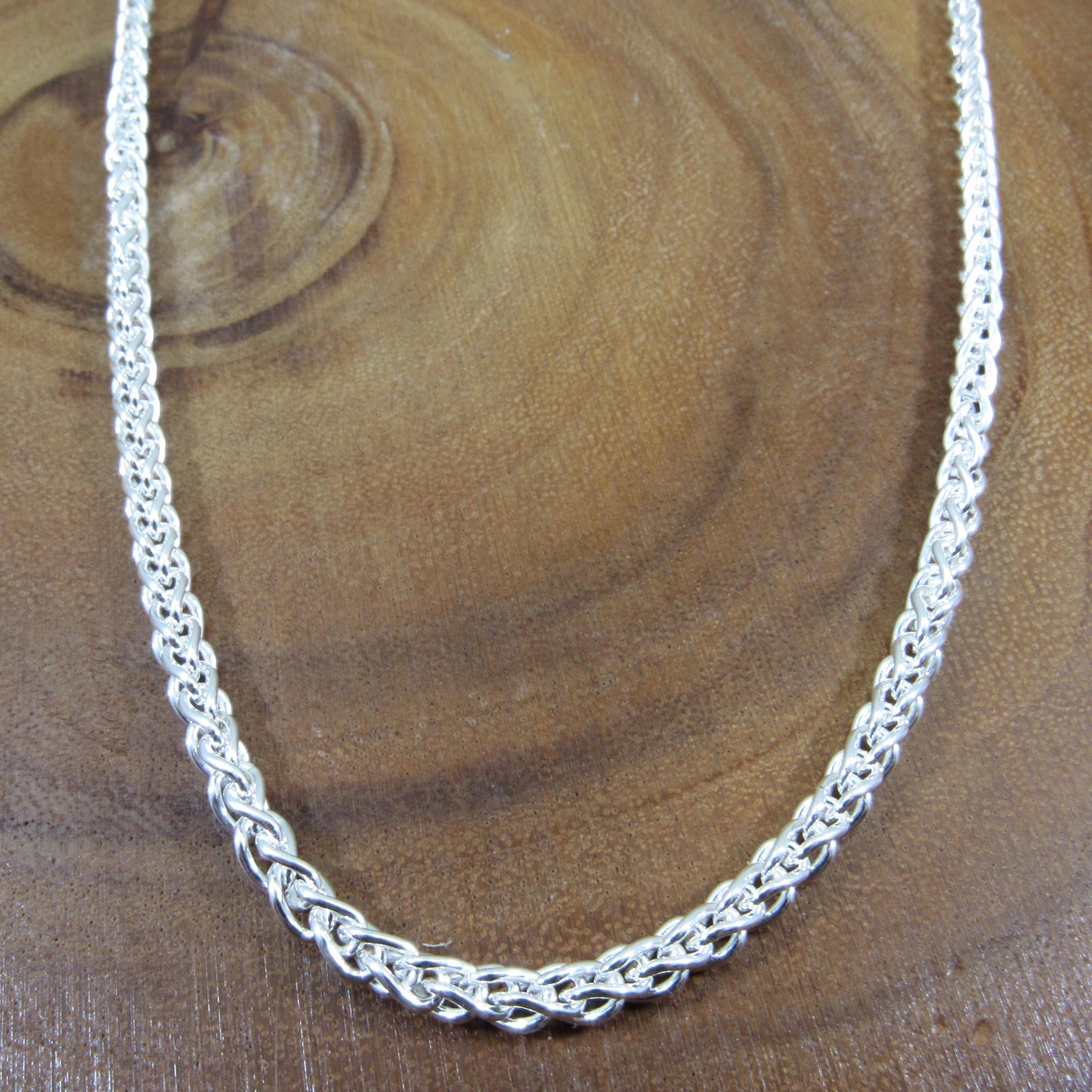 4.5MM Solid 925 Sterling Silver Wheat Chain for Men, Italian Spiga Necklace, Men's Necklace Chain, Made in Italy Wheat 100 Gauge