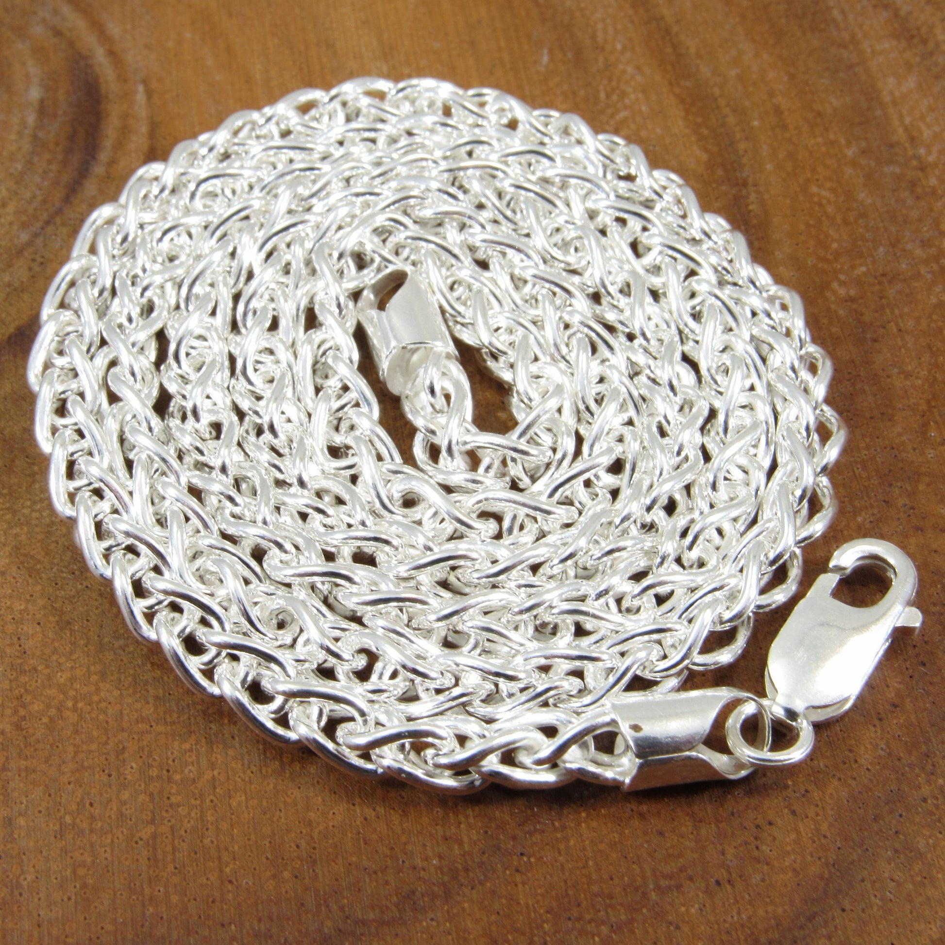 4.5MM Solid 925 Sterling Silver Wheat Chain for Men, Italian Spiga Necklace, Men's Necklace Chain, Made in Italy Wheat 100 Gauge