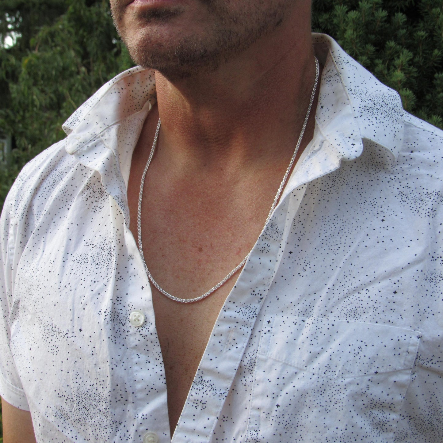 2.5MM Solid 925 Sterling Silver Wheat Chain for Men & Women, Italian Spiga Necklace, Bracelet or Necklace Chain, Made in Italy, 060 Gauge