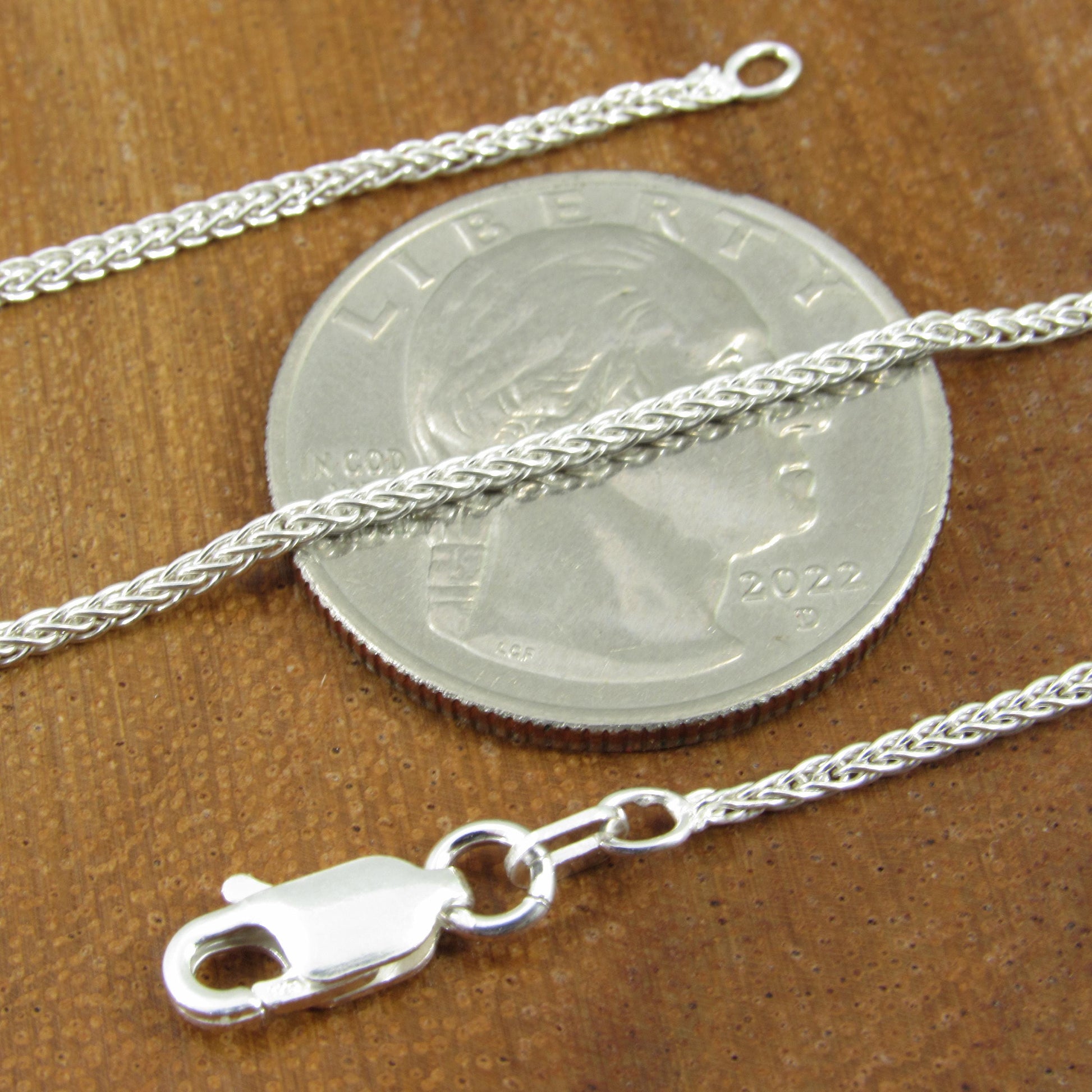 1.6MM Solid 925 Sterling Silver Wheat Chain for Women, Women's Italian Spiga Necklace, Layering Necklace Chain, Made in Italy, 035 Gauge