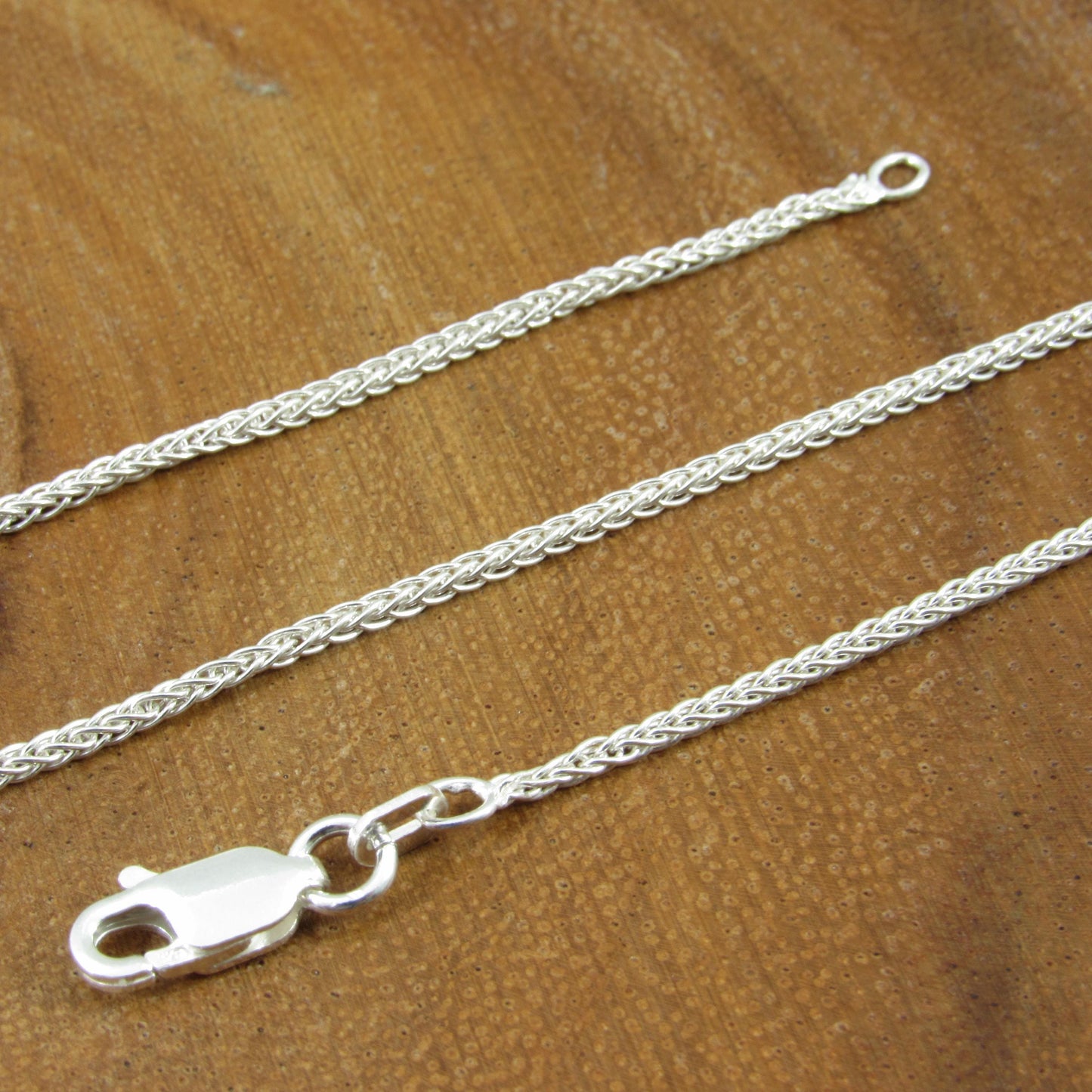 1.6MM Solid 925 Sterling Silver Wheat Chain for Women, Women's Italian Spiga Necklace, Layering Necklace Chain, Made in Italy, 035 Gauge