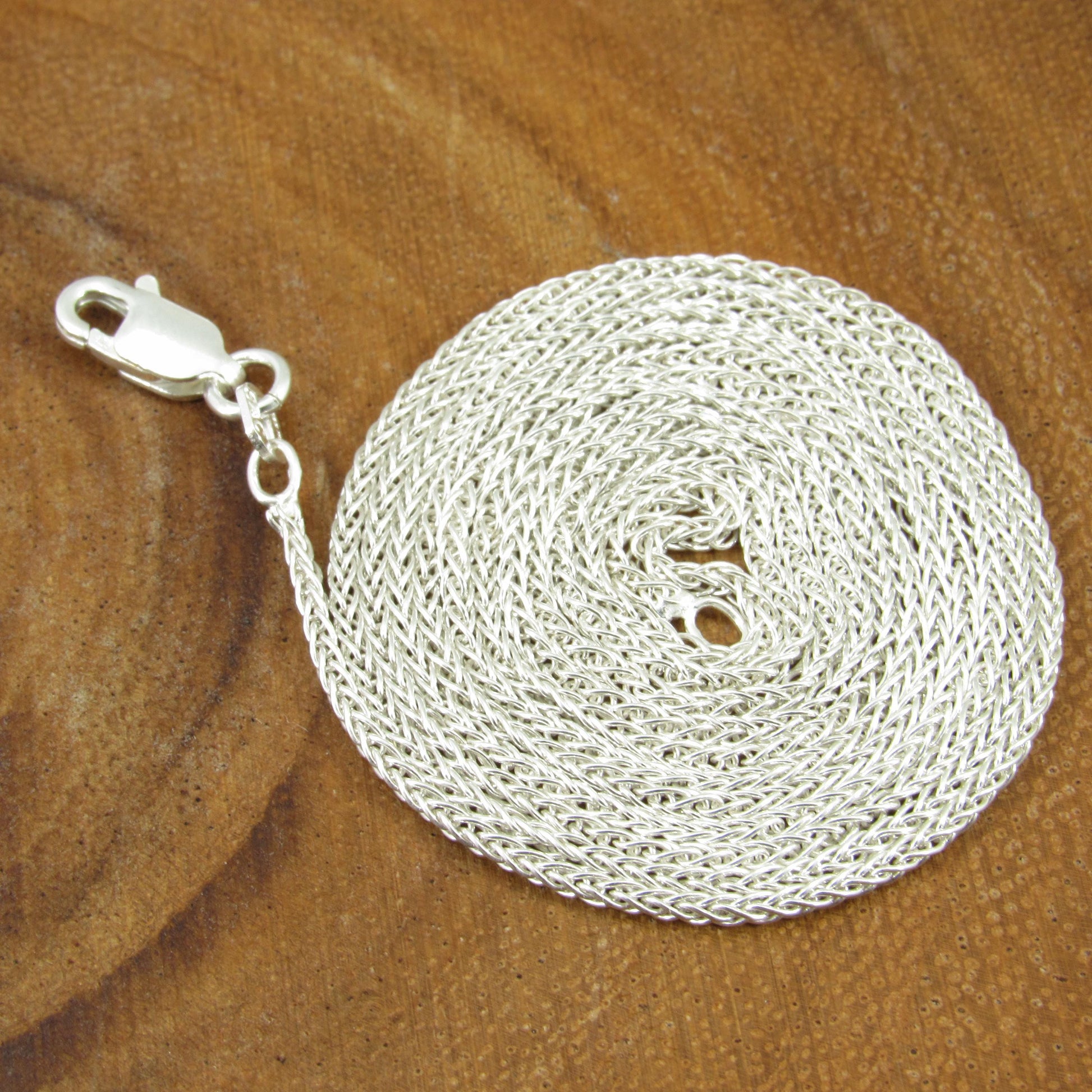 1.6MM Solid 925 Sterling Silver Wheat Chain for Women, Women's Italian Spiga Necklace, Layering Necklace Chain, Made in Italy, 035 Gauge