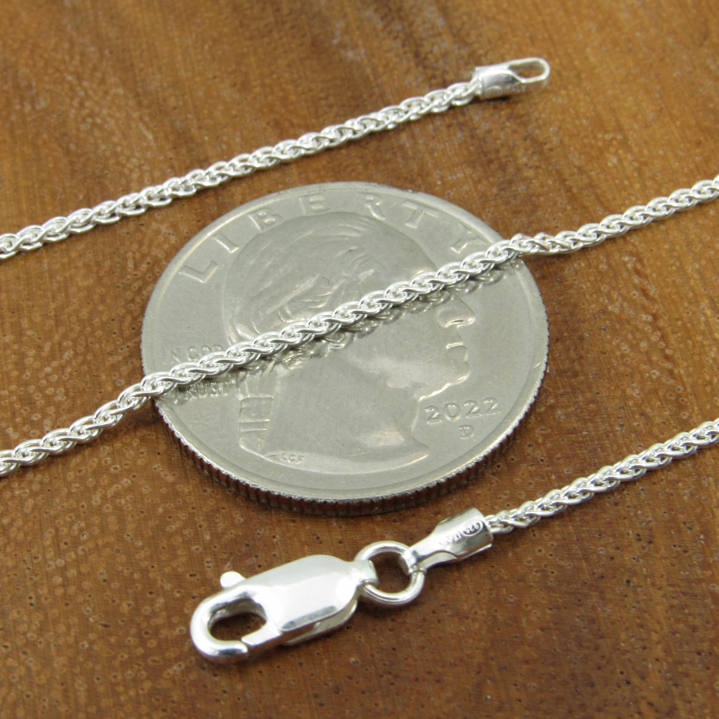 1.4MM Solid 925 Sterling Silver Wheat Chain for Women, Women's Italian Spiga Necklace, Layering Necklace Chain, Made in Italy, 030 Gauge