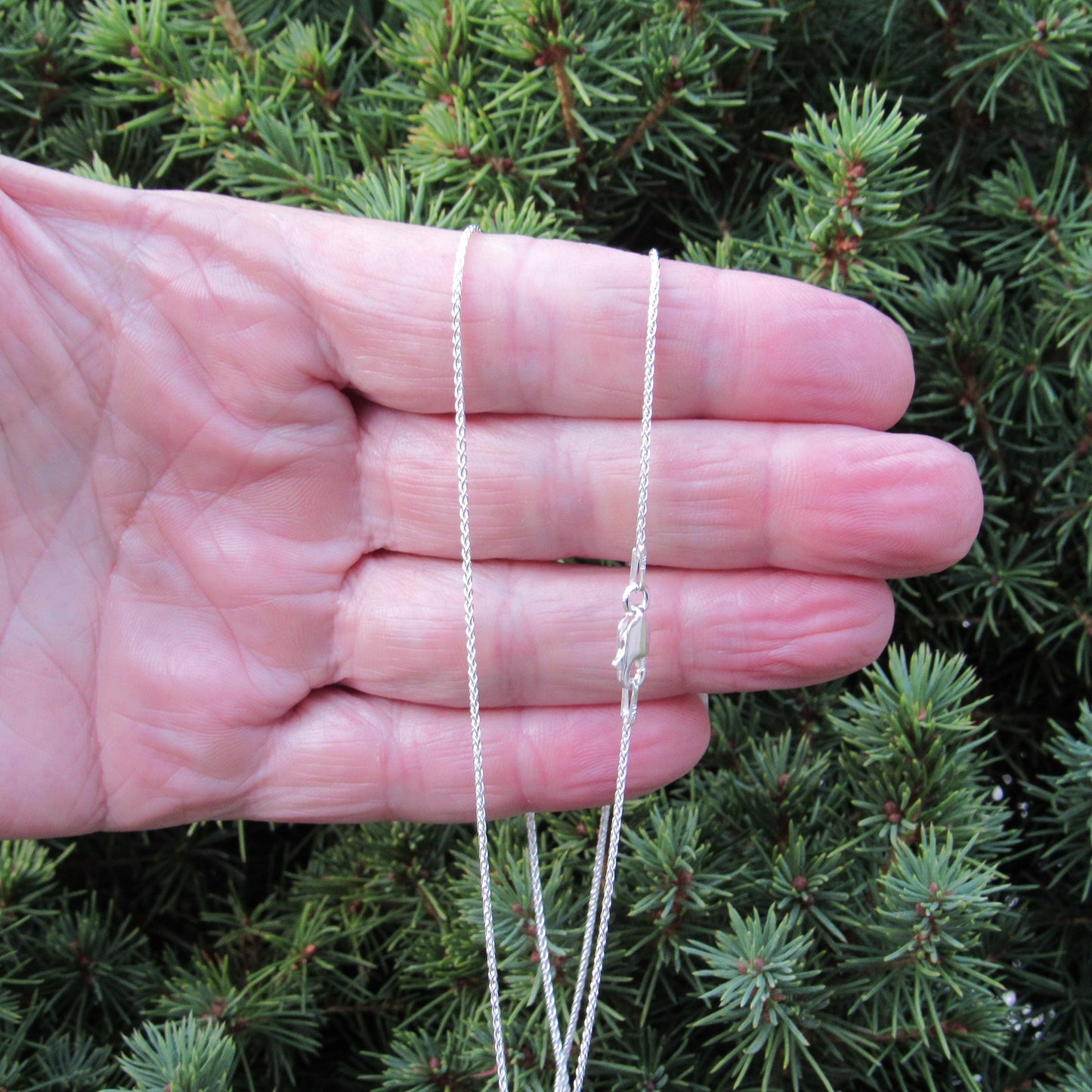 1.1MM Solid 925 Sterling Silver Wheat Chain for Women, Women's Italian Spiga Necklace, Layering Necklace Chain, Made in Italy, 020 Gauge