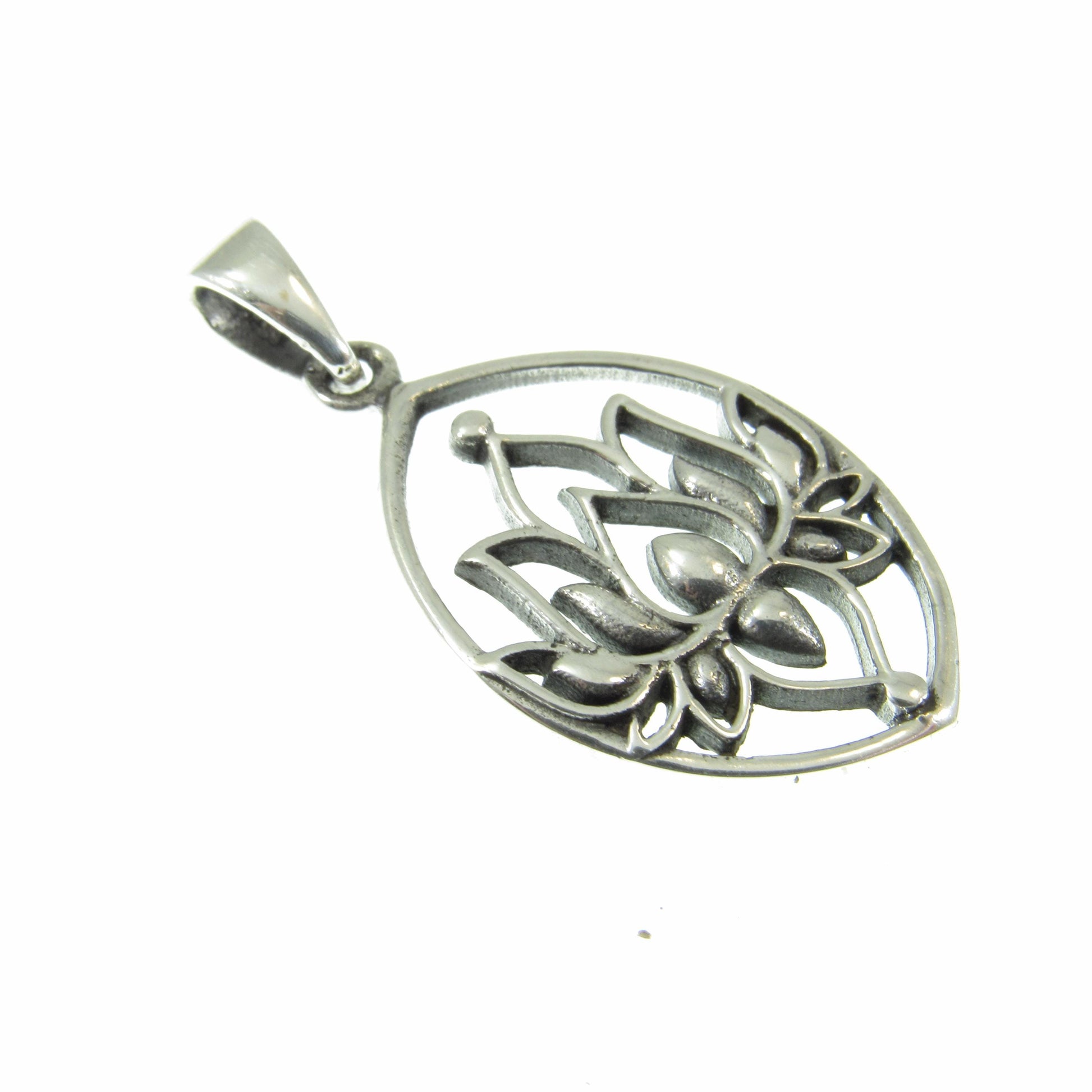 Solid 925 Sterling Silver Lotus Flower Pendant – Yoga Spiritual Jewelry, Boho Meditation Necklace Charm, Sacred Symbol Gift