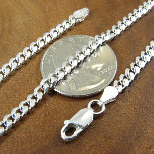 4.2MM Solid 925 Sterling Silver Men's Miami Cuban Link Chain, Mens Heavy Chain, Thick Italian Necklace or Bracelet for Men, Hip Hop Jewelry