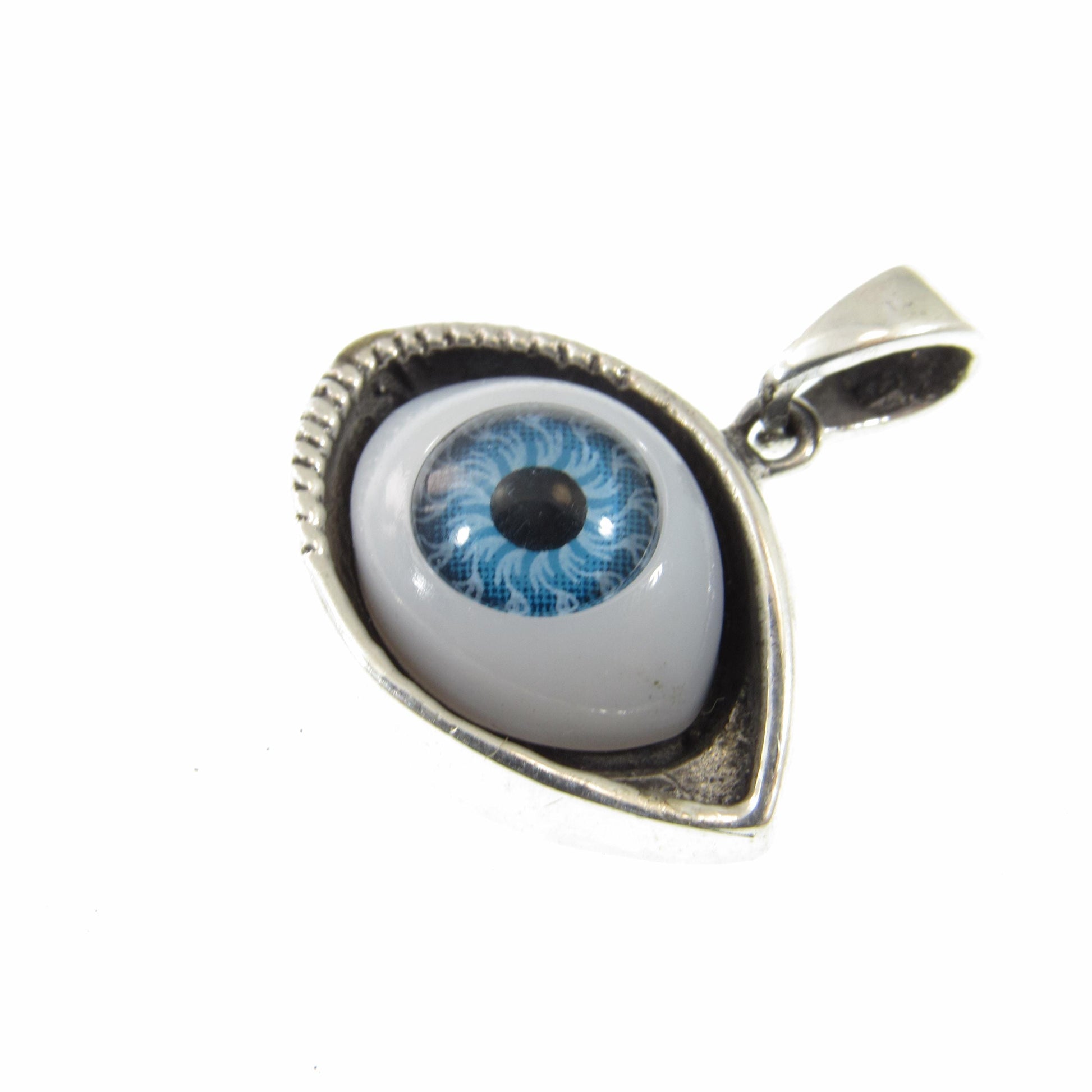 Solid 925 Sterling Silver Glass Eyeball Pendant, Evil Eye Charm, All Seeing Eye, Handcrafted Protection Charm, Choose Blue or Green Eyeballs