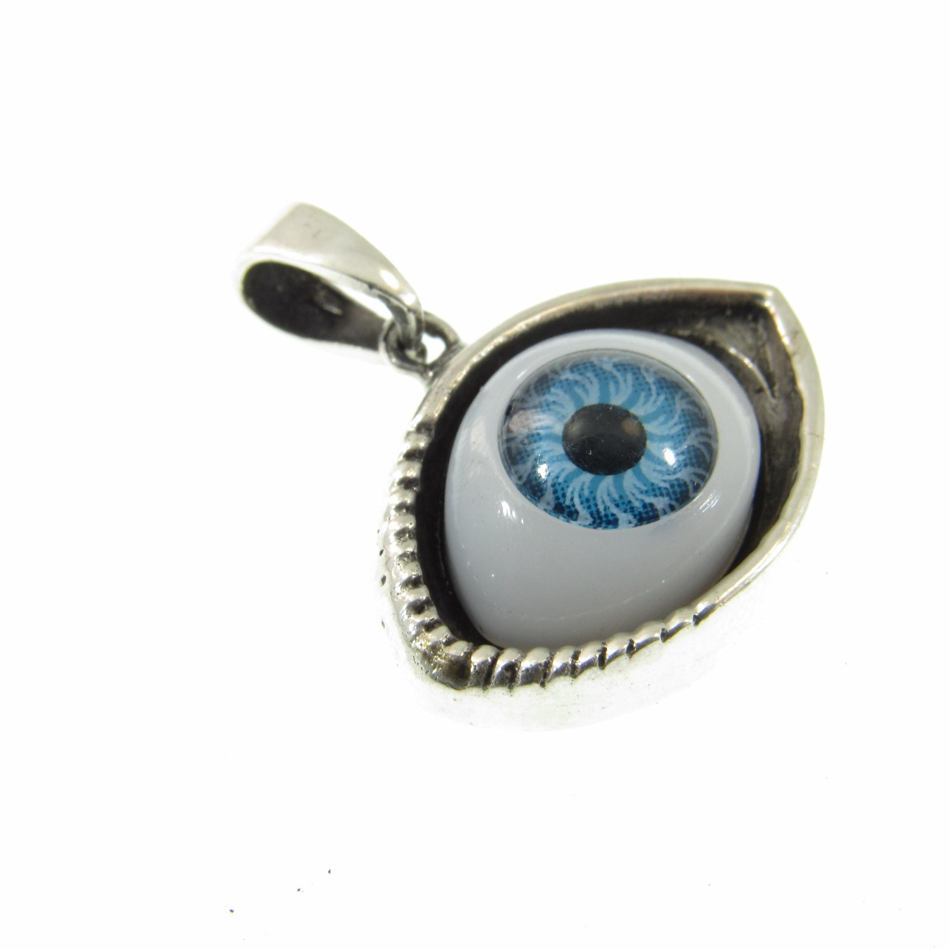 Solid 925 Sterling Silver Glass Eyeball Pendant, Evil Eye Charm, All Seeing Eye, Handcrafted Protection Charm, Choose Blue or Green Eyeballs