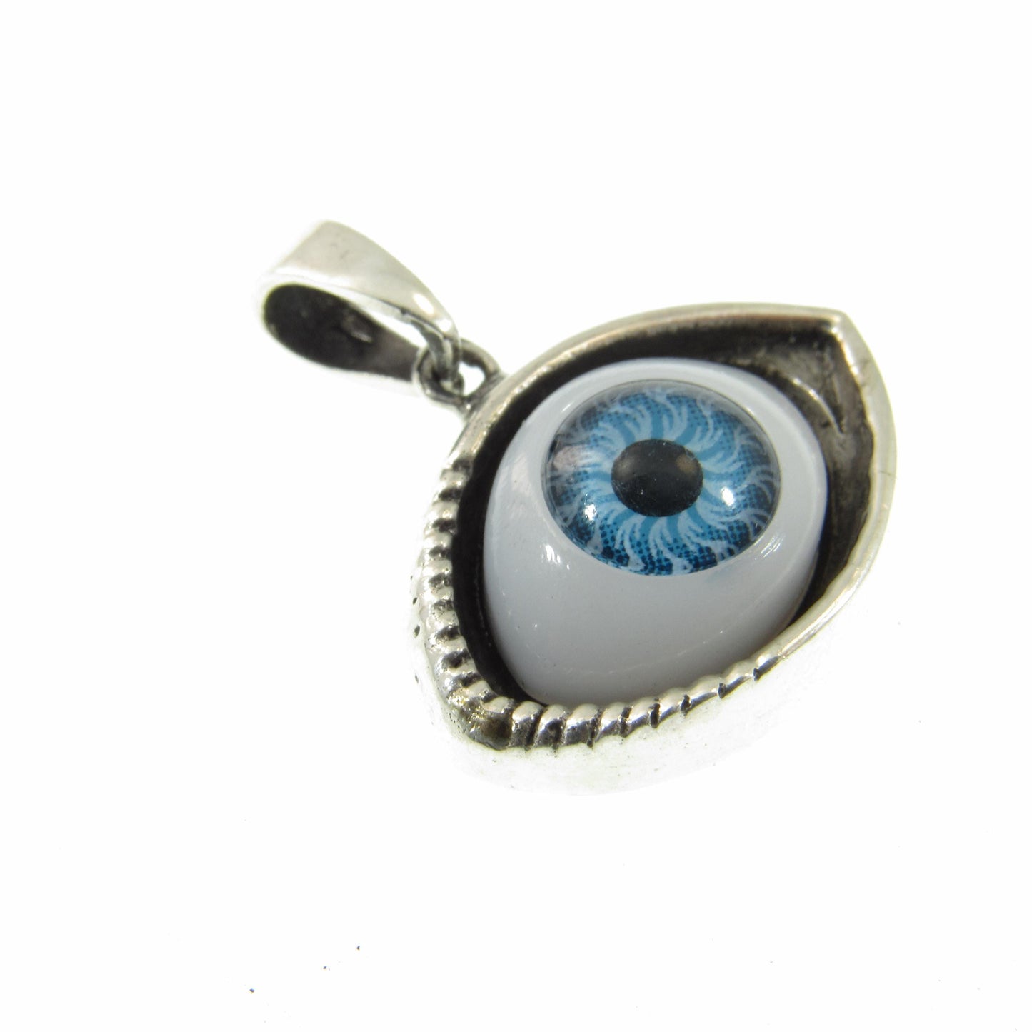 Solid 925 Sterling Silver Glass Eyeball Pendant, Evil Eye Charm, All Seeing Eye, Handcrafted Protection Charm, Choose Blue or Green Eyeballs