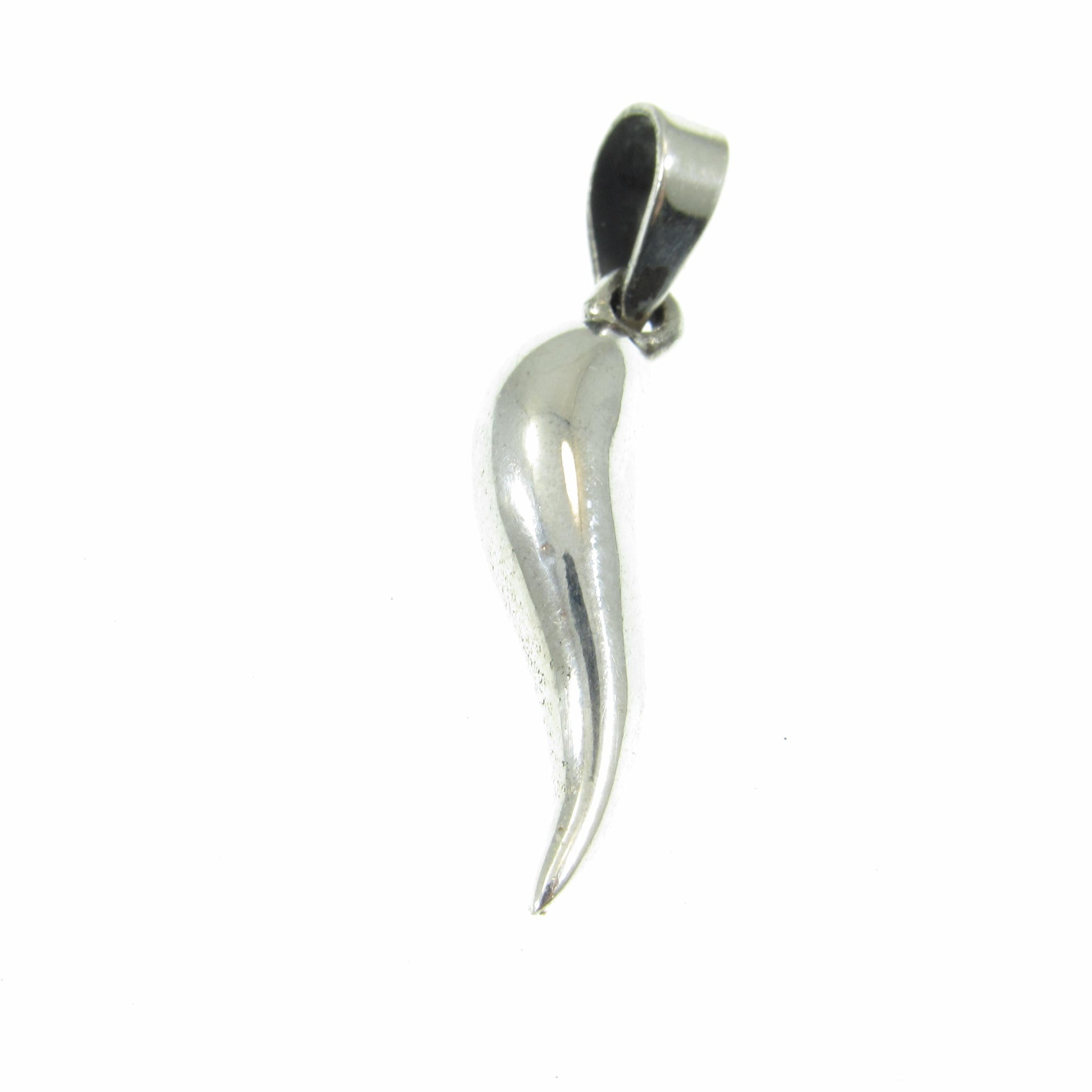 Solid 925 Sterling Silver Italian Horn Pendant, Handcrafted Cornicello Charm, Protection Jewelry, Little Hornlet Symbol, Corno Talisman
