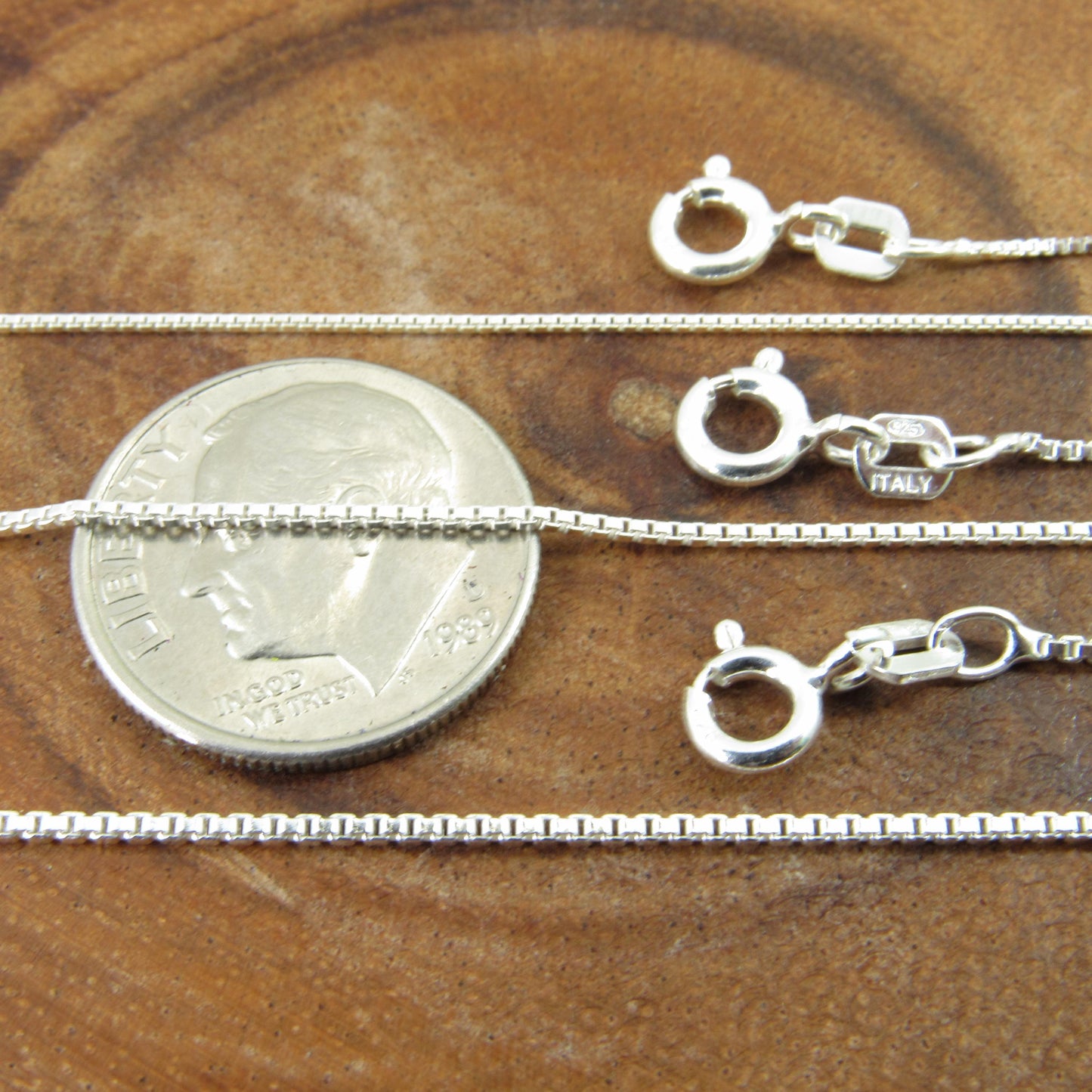 Solid 925 Sterling Silver Italian Box Chain, Men's and Women's Unisex Fine Venetian Square Box Necklace, or Box Bracelet, Made in Italy