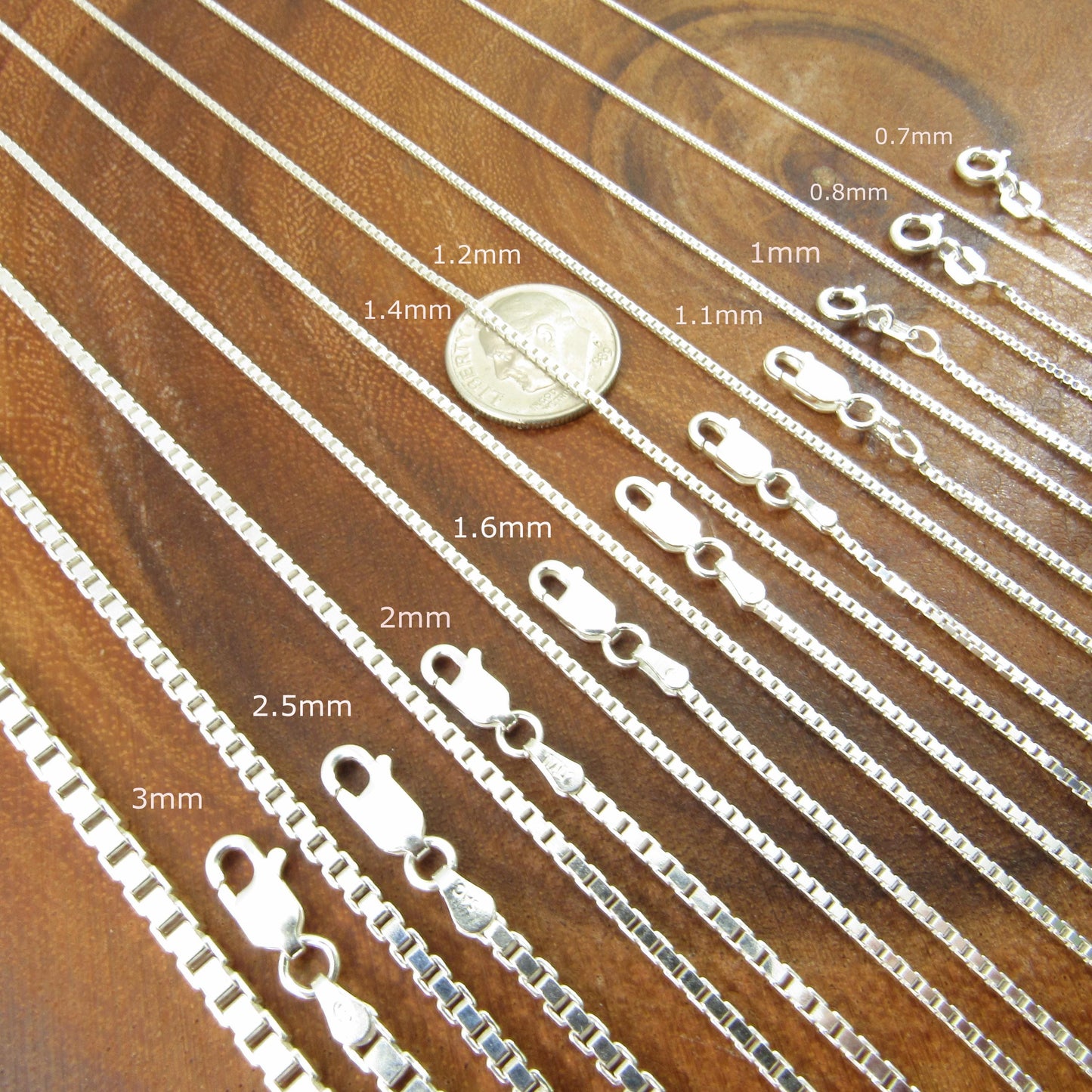 Solid 925 Sterling Silver Italian Box Chain, Men's and Women's Unisex Fine Venetian Square Box Necklace, or Box Bracelet, Made in Italy