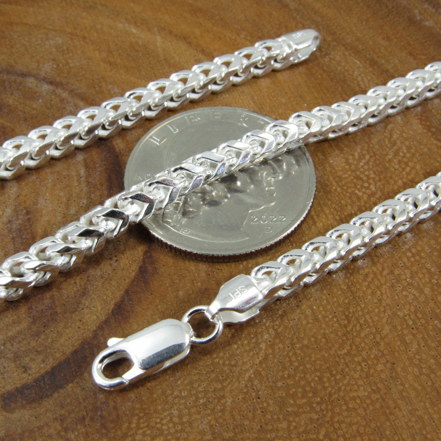 Solid 925 Sterling Silver Italian Franco Link Chain Necklace, Mens Hip Hop Jewelry, Chunky Italian Bracelet, Chevron Links, Made in Italy