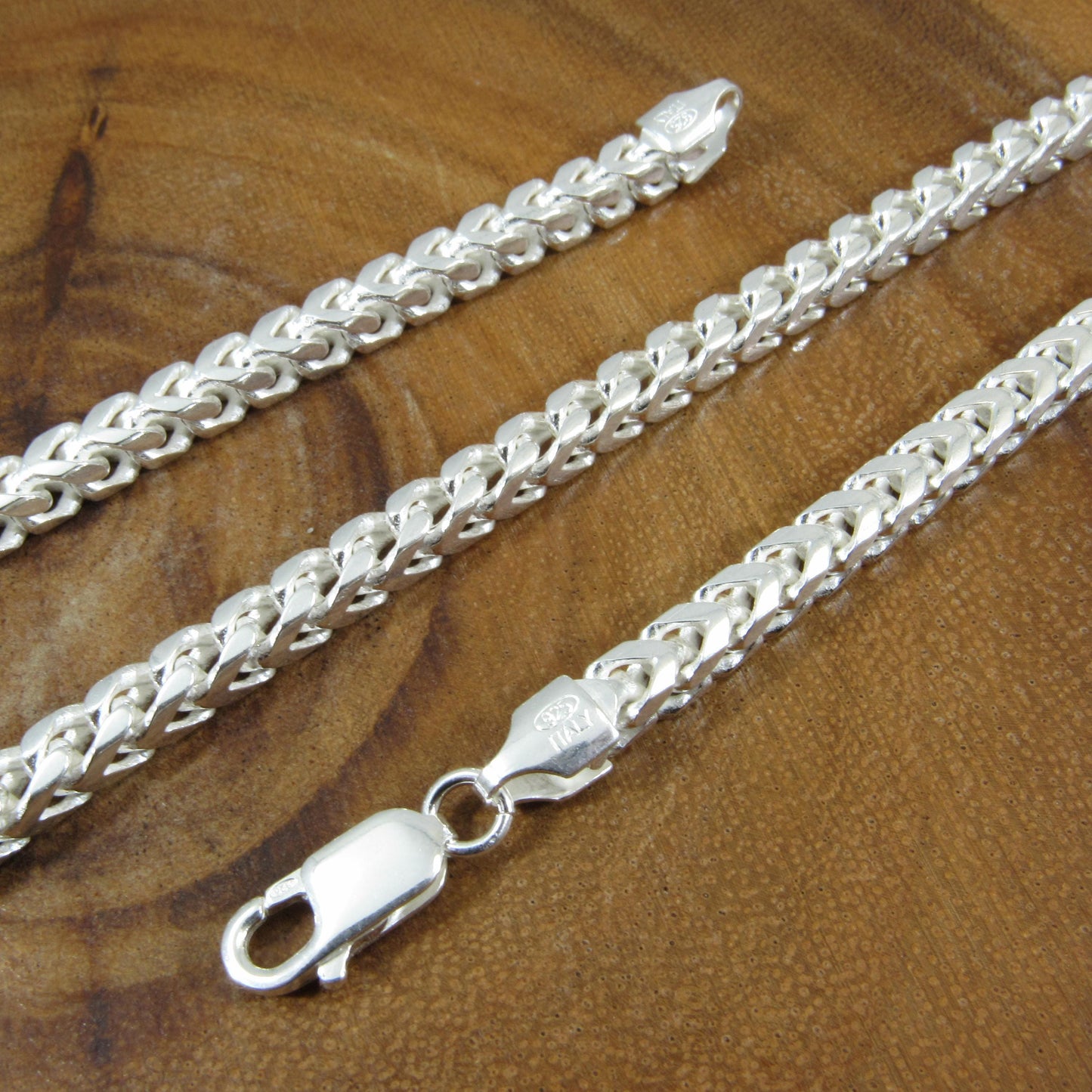 4.2MM Solid 925 Sterling Silver Franco Link Chain, Mens Diamond Cut Hip Hop Chain, Chunky Unisex Italian Necklace or Bracelet, 140 Gauge