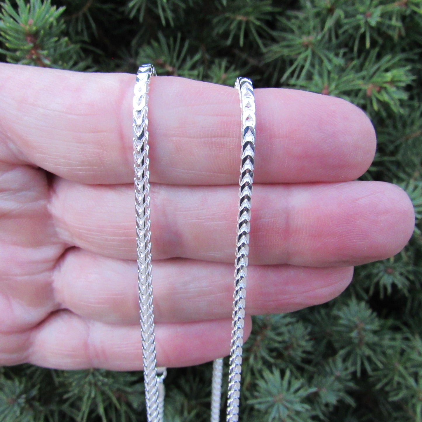 2.5MM Solid 925 Sterling Silver Franco Link Chain, Mens Diamond Cut Hip Hop Chain, Chunky Unisex Italian Necklace or Bracelet, 080 Gauge