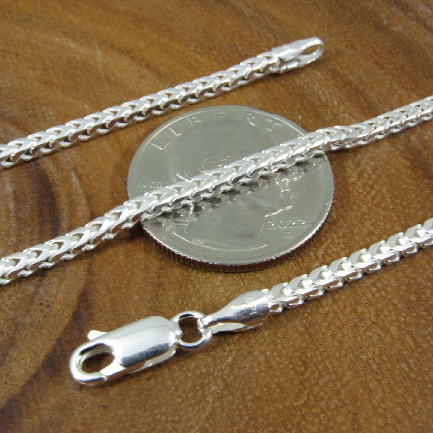 2.5MM Solid 925 Sterling Silver Franco Link Chain, Mens Diamond Cut Hip Hop Chain, Chunky Unisex Italian Necklace or Bracelet, 080 Gauge