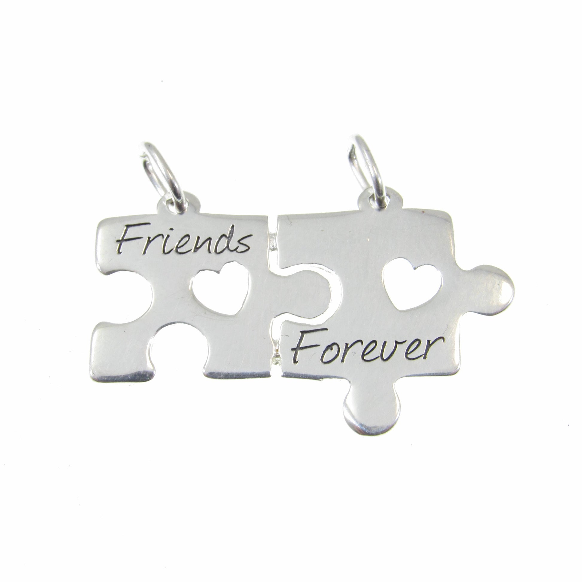 Solid 925 Sterling Silver Friends Forever Jigsaw Puzzle Pendant, Friendship Charm, Symbol of Love & Companionship, Best Friend Soulmate Gift