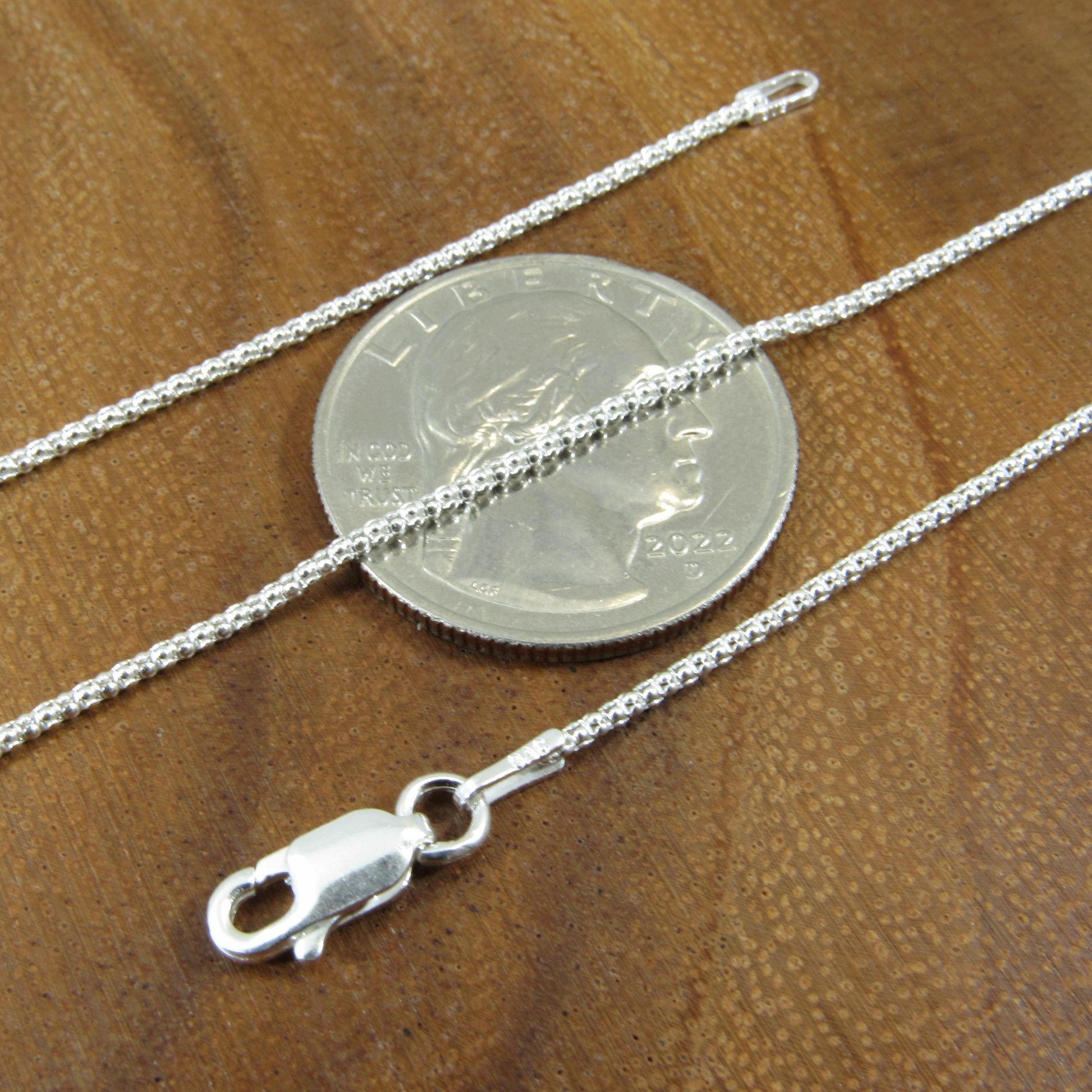 Solid 925 Sterling Silver Italian Popcorn Chain Necklace, Garland Link, Women's Coreana Chain, Layering Charm Chain, Jewelry Gift for Her