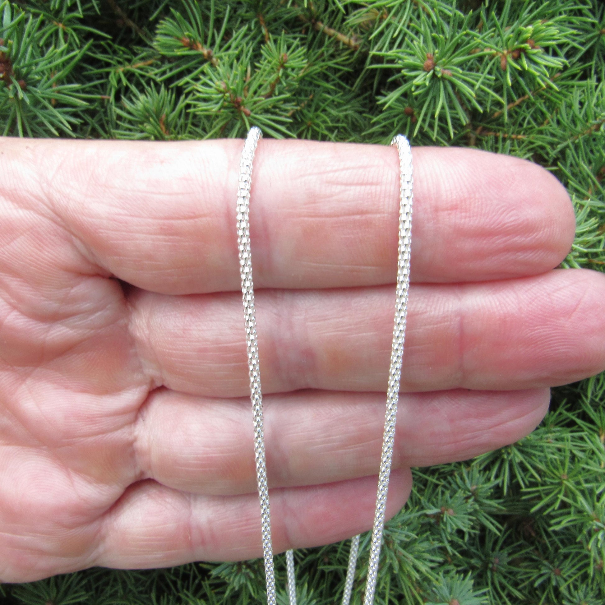 1.8MM Solid 925 Sterling Silver Popcorn Chain, Italian Women's Necklace, Made in Italy, Minimalist Feminine Style, Elegant Coreana Chain