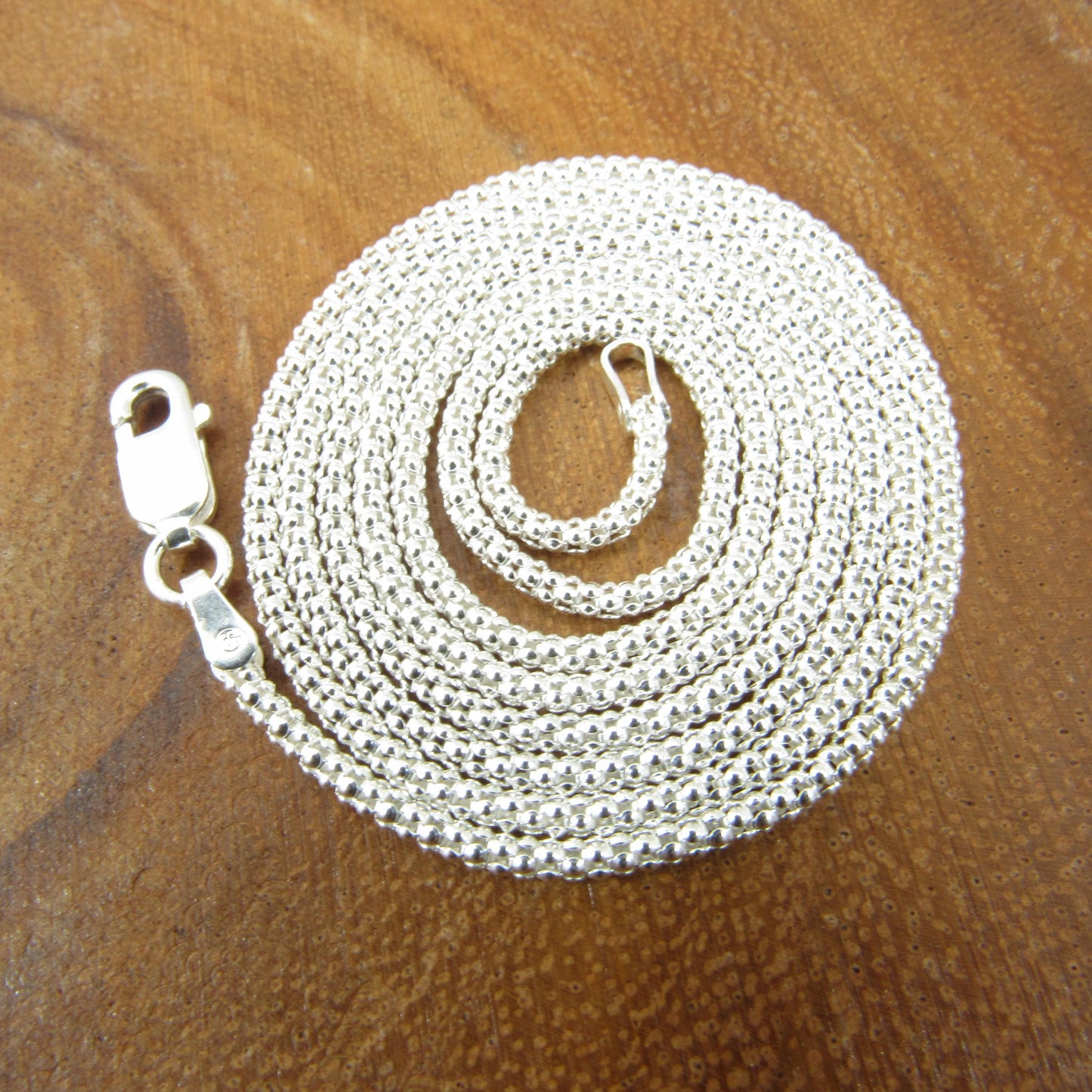 1.8MM Solid 925 Sterling Silver Popcorn Chain, Italian Women's Necklace, Made in Italy, Minimalist Feminine Style, Elegant Coreana Chain