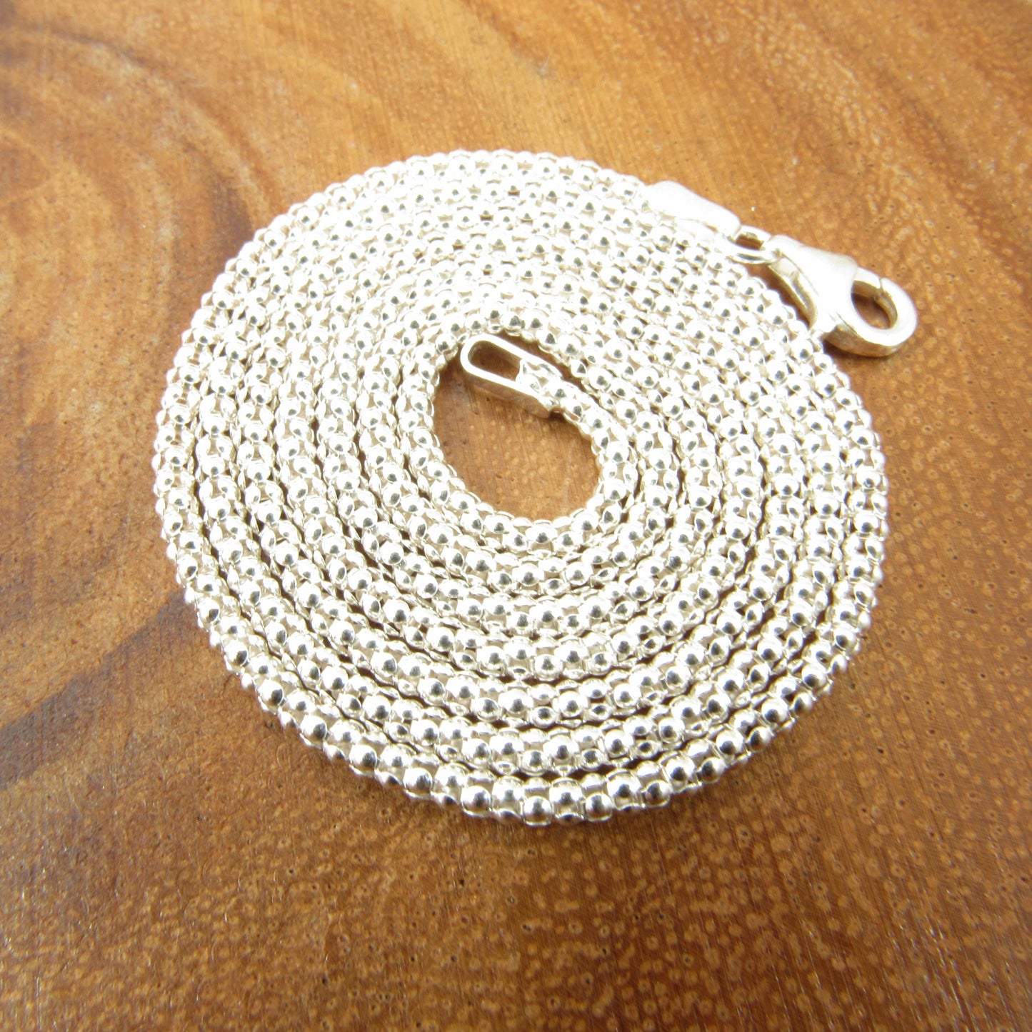 2MM Solid 925 Sterling Silver Popcorn Chain, Italian Women's Necklace, Made in Italy, Minimalist Feminine Style, Elegant Coreana Chain