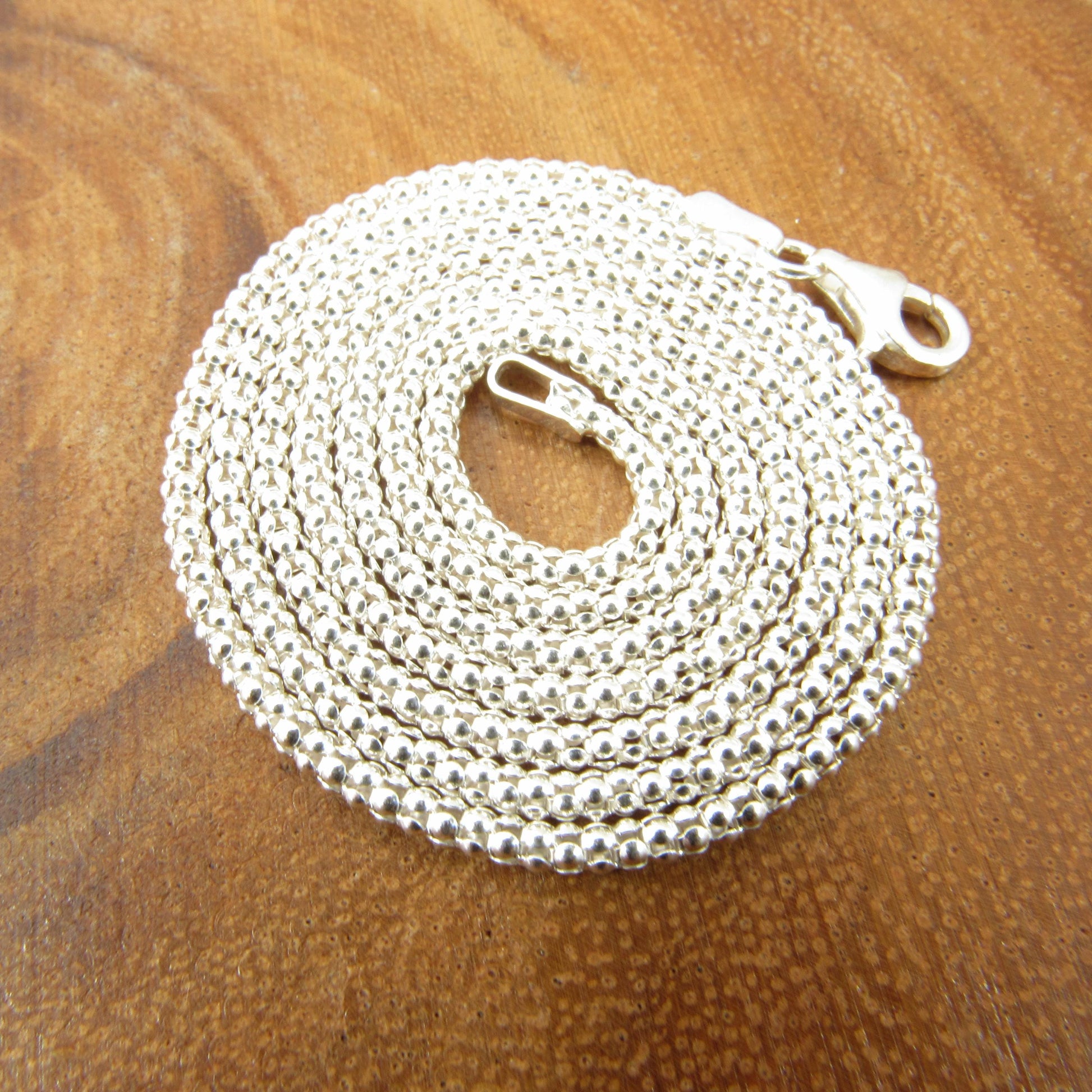 2MM Solid 925 Sterling Silver Popcorn Chain, Italian Women's Necklace, Made in Italy, Minimalist Feminine Style, Elegant Coreana Chain