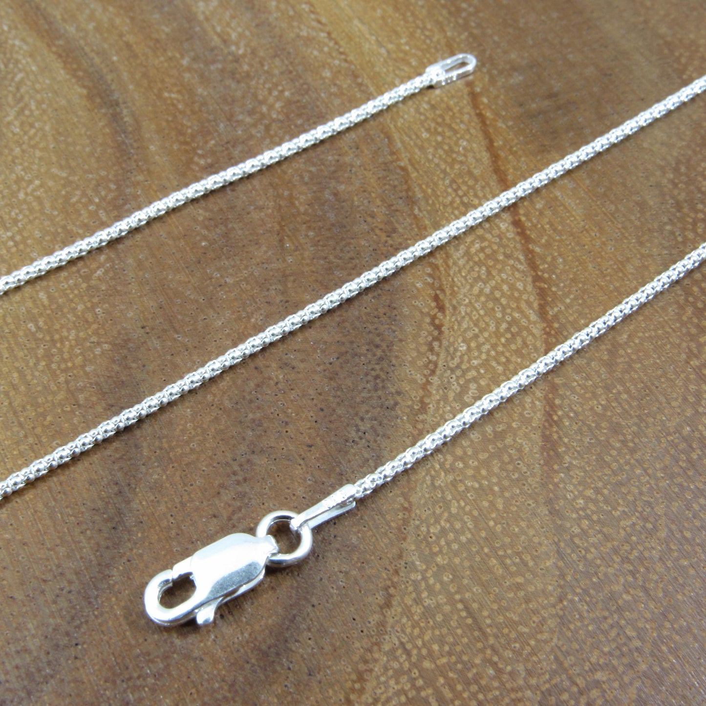 1.3MM Solid 925 Sterling Silver Popcorn Chain, Italian Women's Necklace, Made in Italy, Minimalist Feminine Style, Elegant Coreana Chain