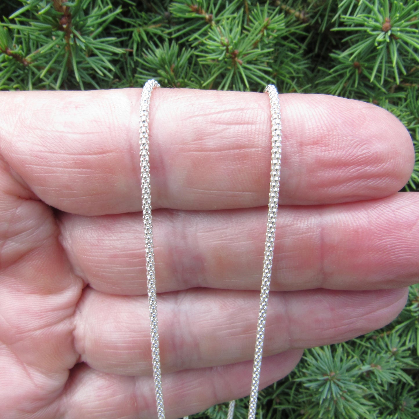 1.6MM Solid 925 Sterling Silver Popcorn Chain, Italian Women's Necklace, Made in Italy, Minimalist Feminine Style, Elegant Coreana Chain