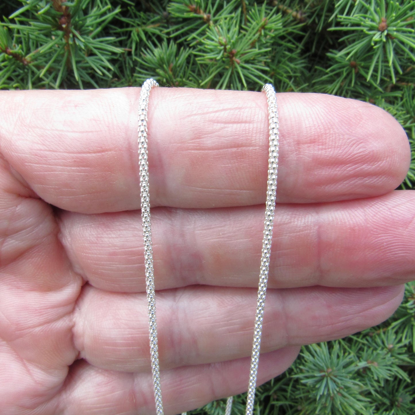 1.6MM Solid 925 Sterling Silver Popcorn Chain, Italian Women's Necklace, Made in Italy, Minimalist Feminine Style, Elegant Coreana Chain