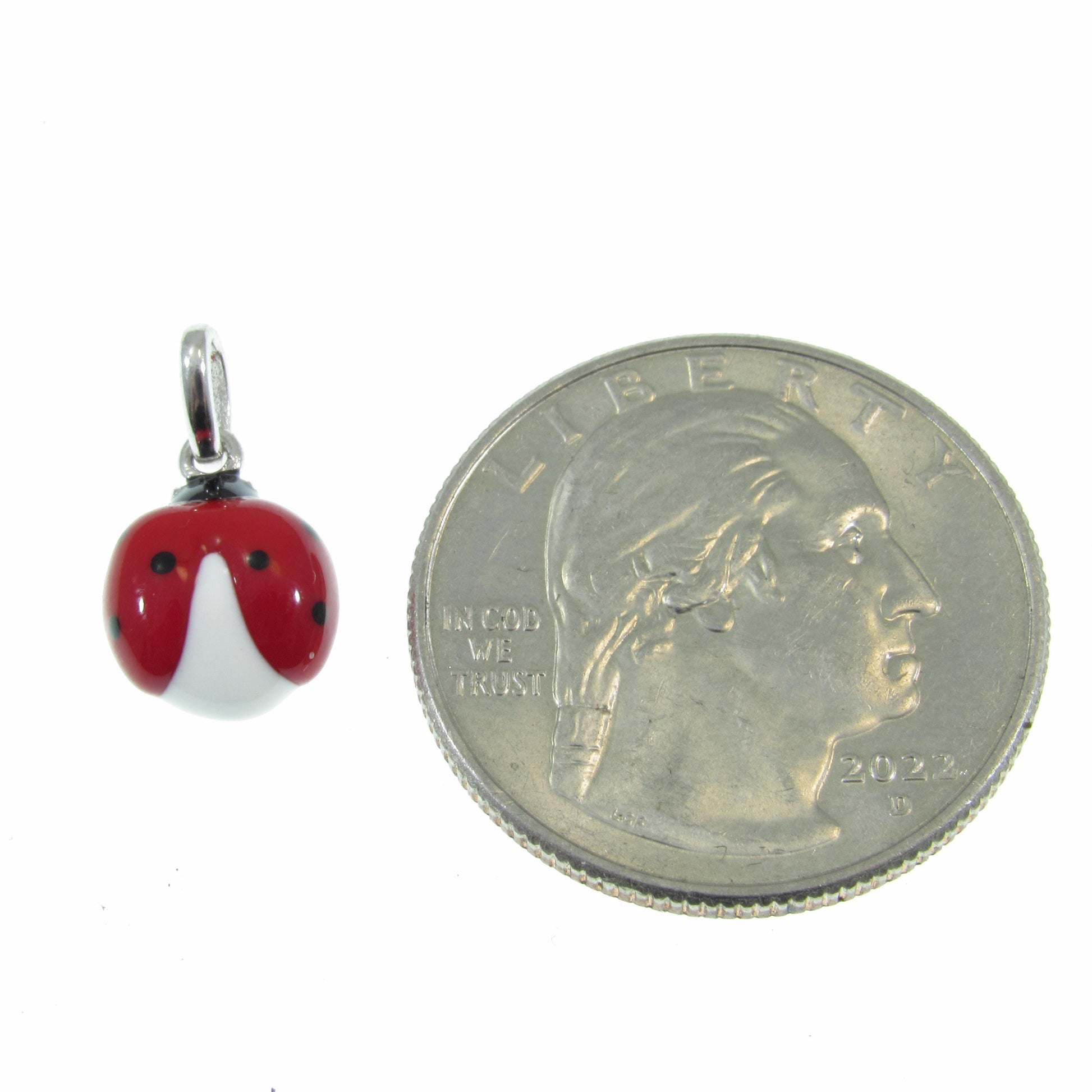 Solid 925 Sterling Silver Ladybug Charm, Hand Painted Enamel Lucky Lady Bug Pendant, Insect Jewelry, Kawaii Charm, Lady Beetle Gift Idea