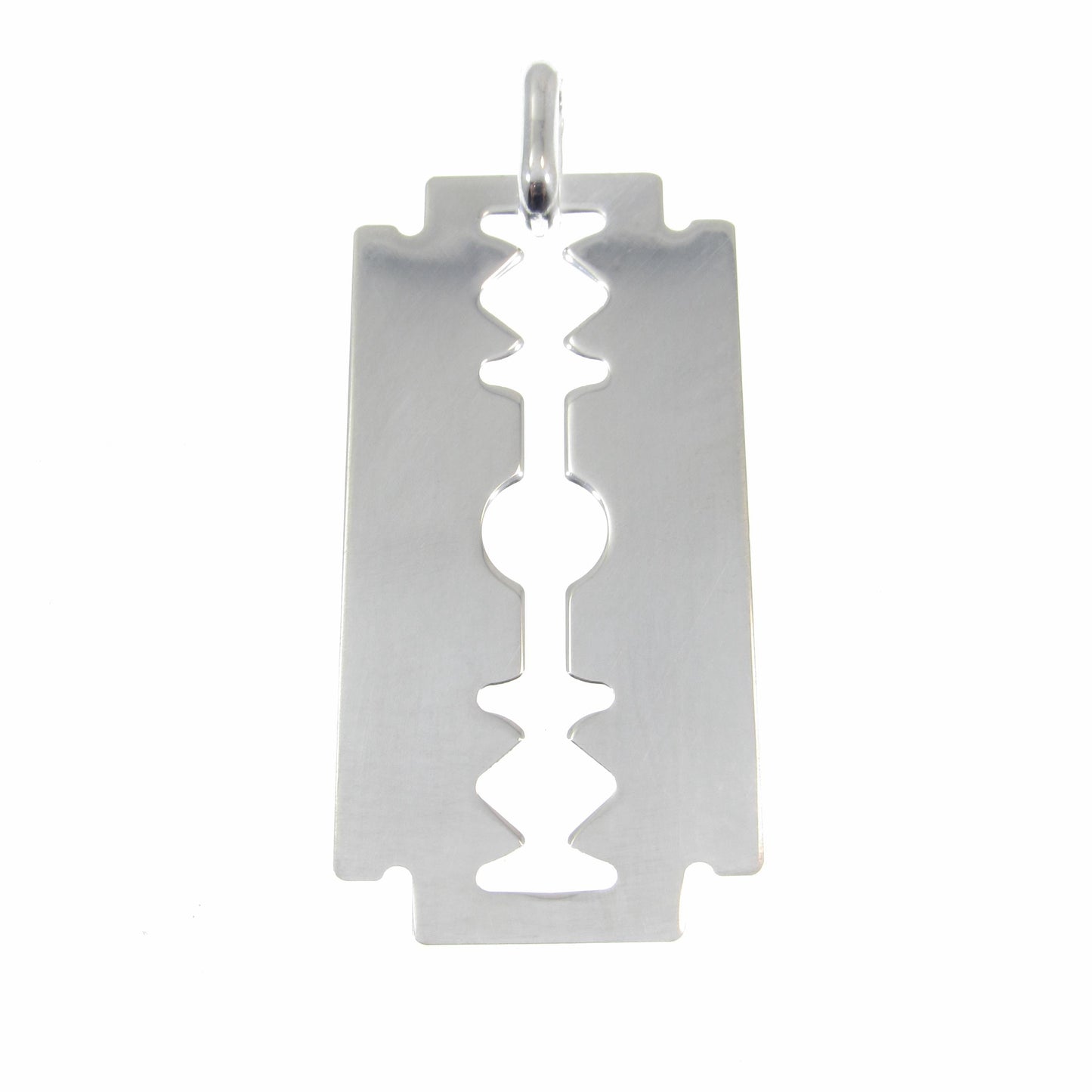 Solid 925 Sterling Silver Razor Blade Pendant, Industrial Streetwear Jewelry, Engravable Pendant, Modern & Edgy Jewelry Gift Idea for Him