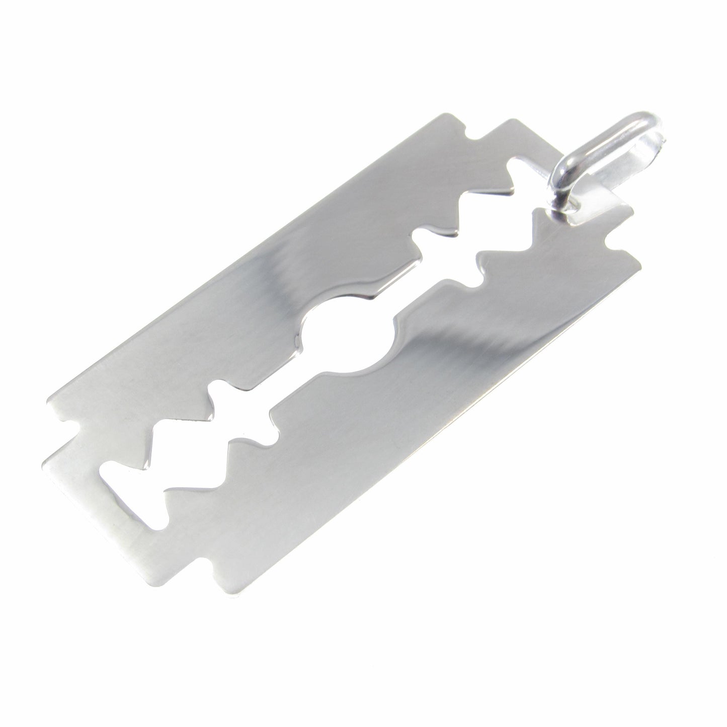 Solid 925 Sterling Silver Razor Blade Pendant, Industrial Streetwear Jewelry, Engravable Pendant, Modern & Edgy Jewelry Gift Idea for Him