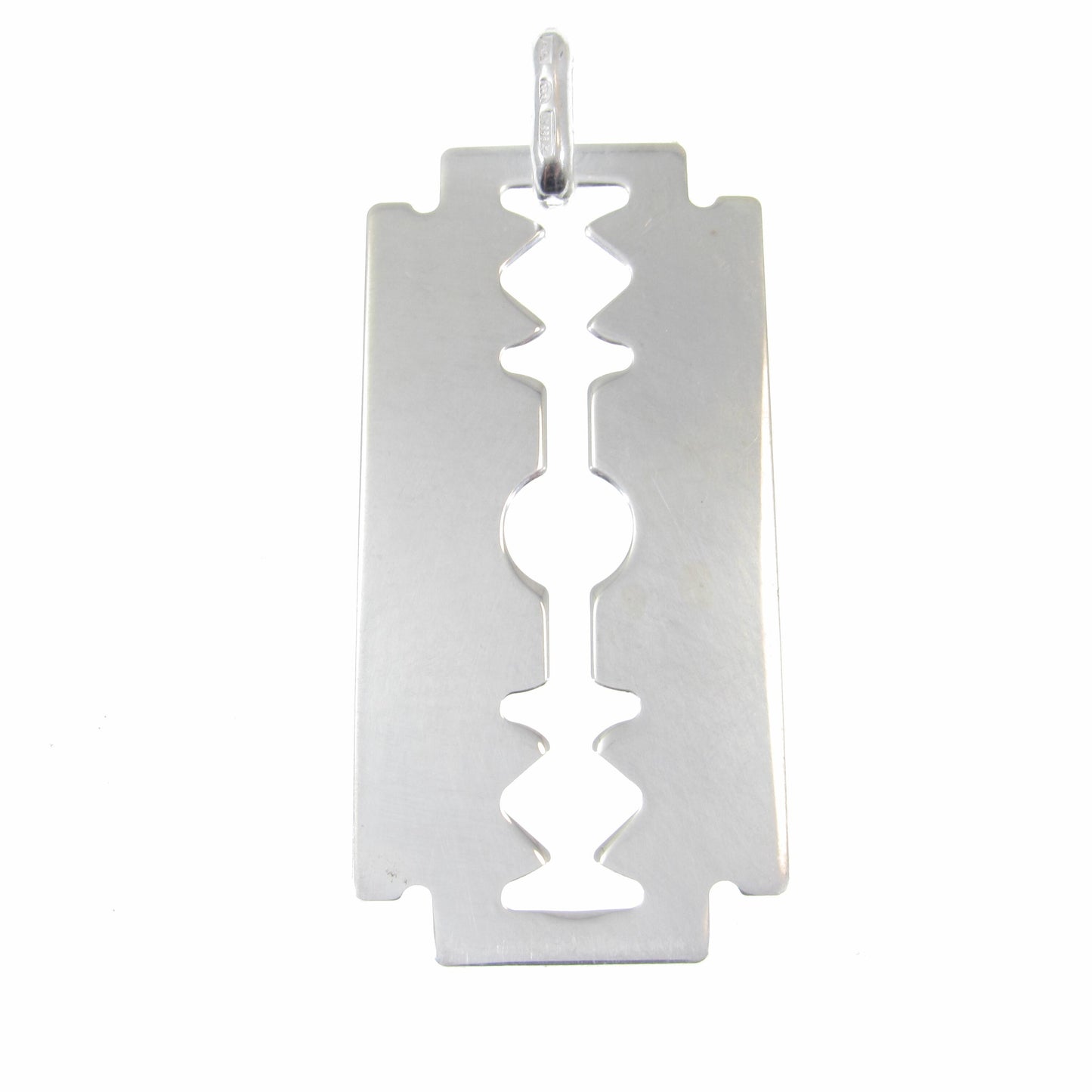 Solid 925 Sterling Silver Razor Blade Pendant, Industrial Streetwear Jewelry, Engravable Pendant, Modern & Edgy Jewelry Gift Idea for Him