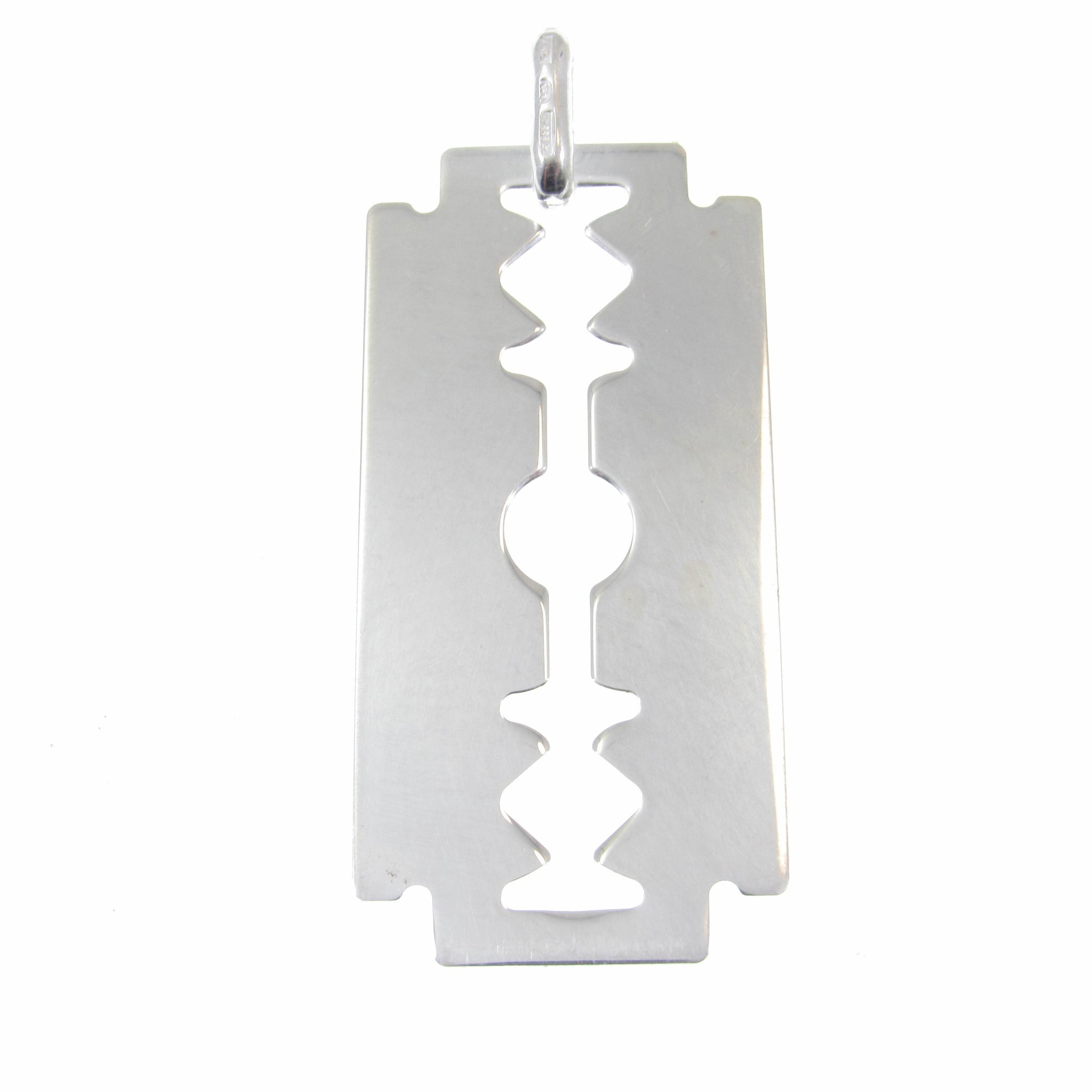 Solid 925 Sterling Silver Razor Blade Pendant, Industrial Streetwear Jewelry, Engravable Pendant, Modern & Edgy Jewelry Gift Idea for Him