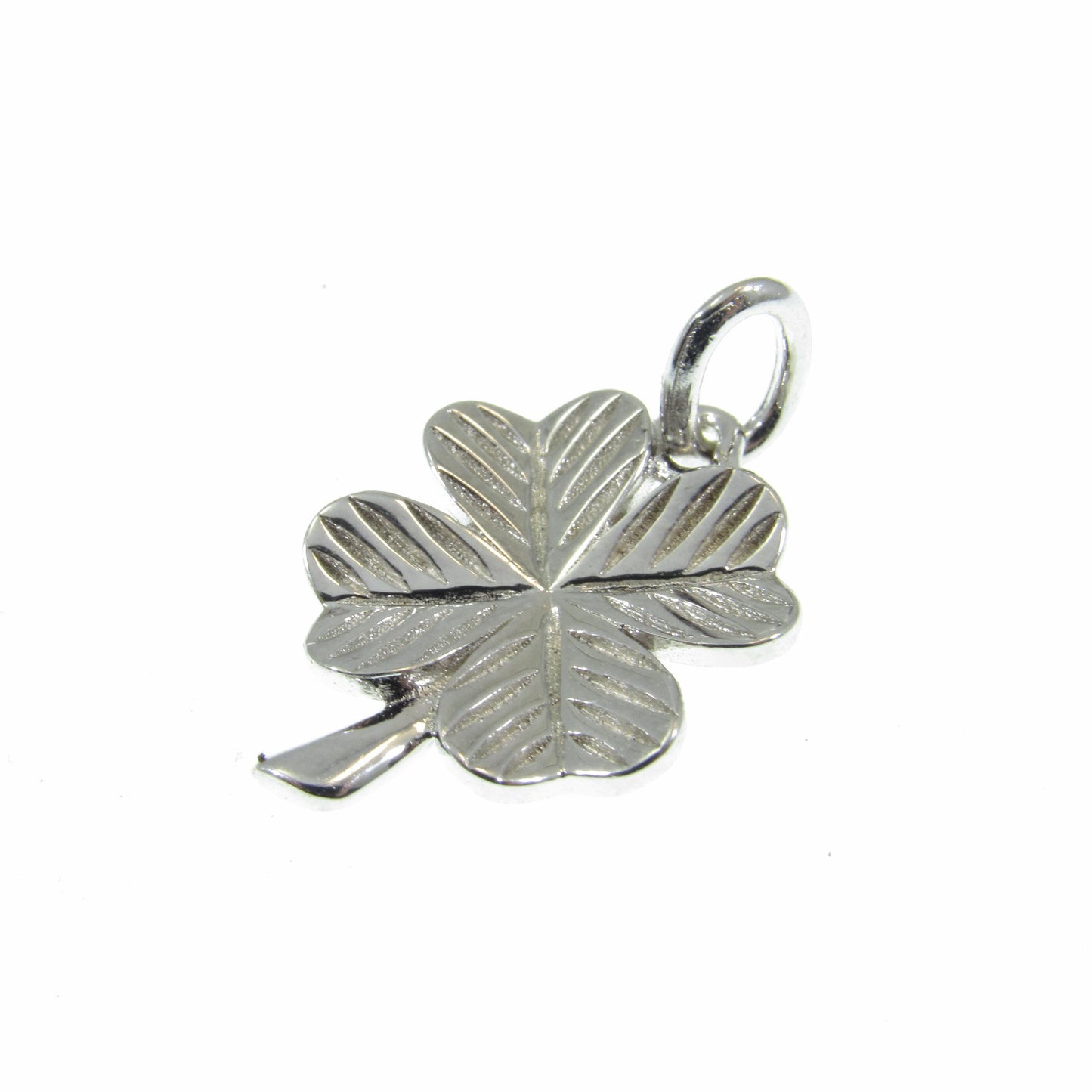 Solid 925 Sterling Silver 4 Leaf Clover Pendant, Four Leaf Clover Charm, Lucky Clover Jewelry, Floral Flower Jewelry, Good Luck Charm
