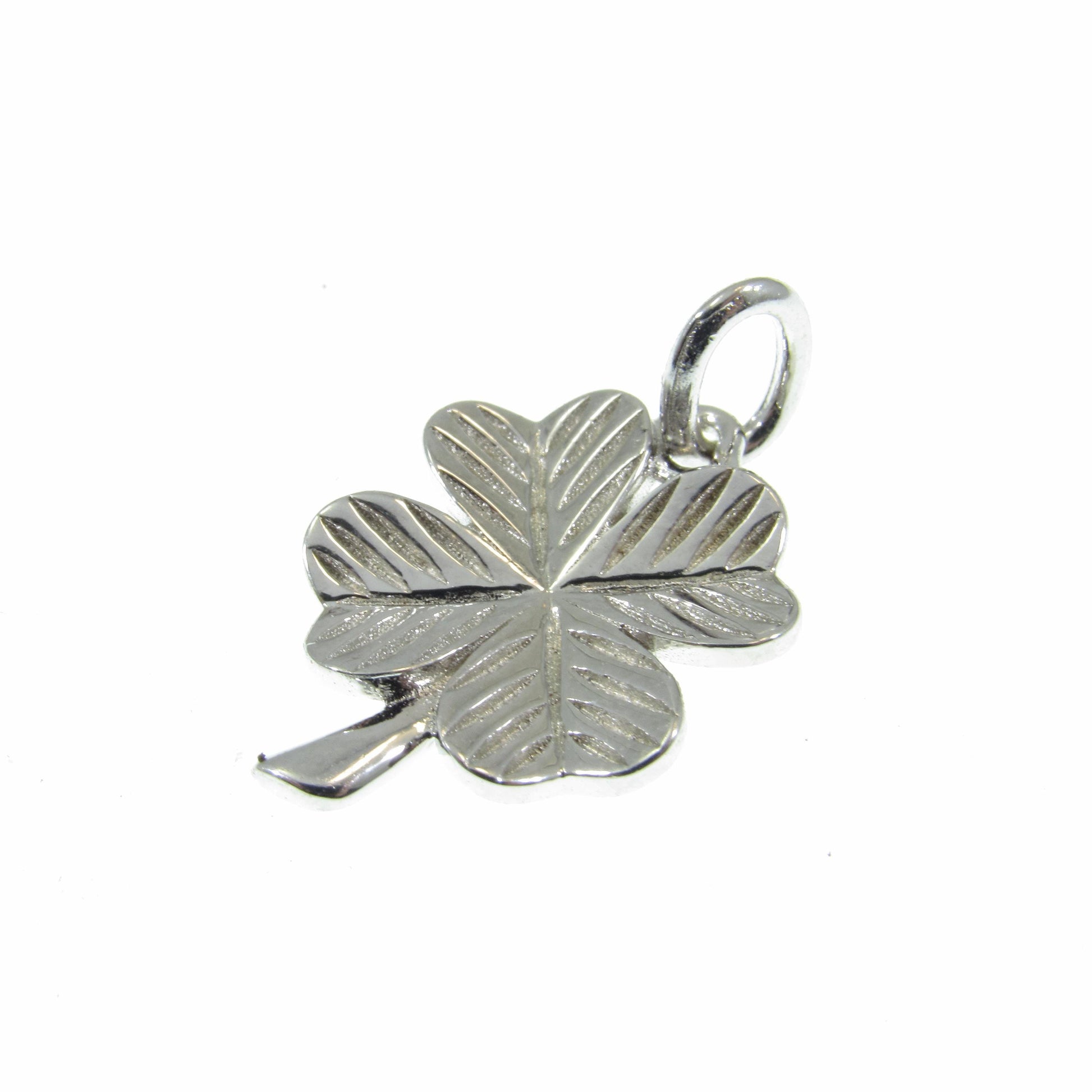 Solid 925 Sterling Silver 4 Leaf Clover Pendant, Four Leaf Clover Charm, Lucky Clover Jewelry, Floral Flower Jewelry, Good Luck Charm